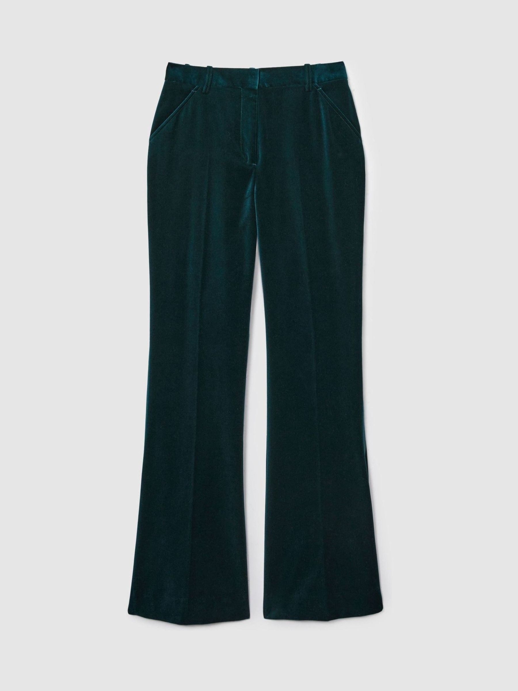 Velvet Flared Suit Trousers in Teal - Image 2 of 7