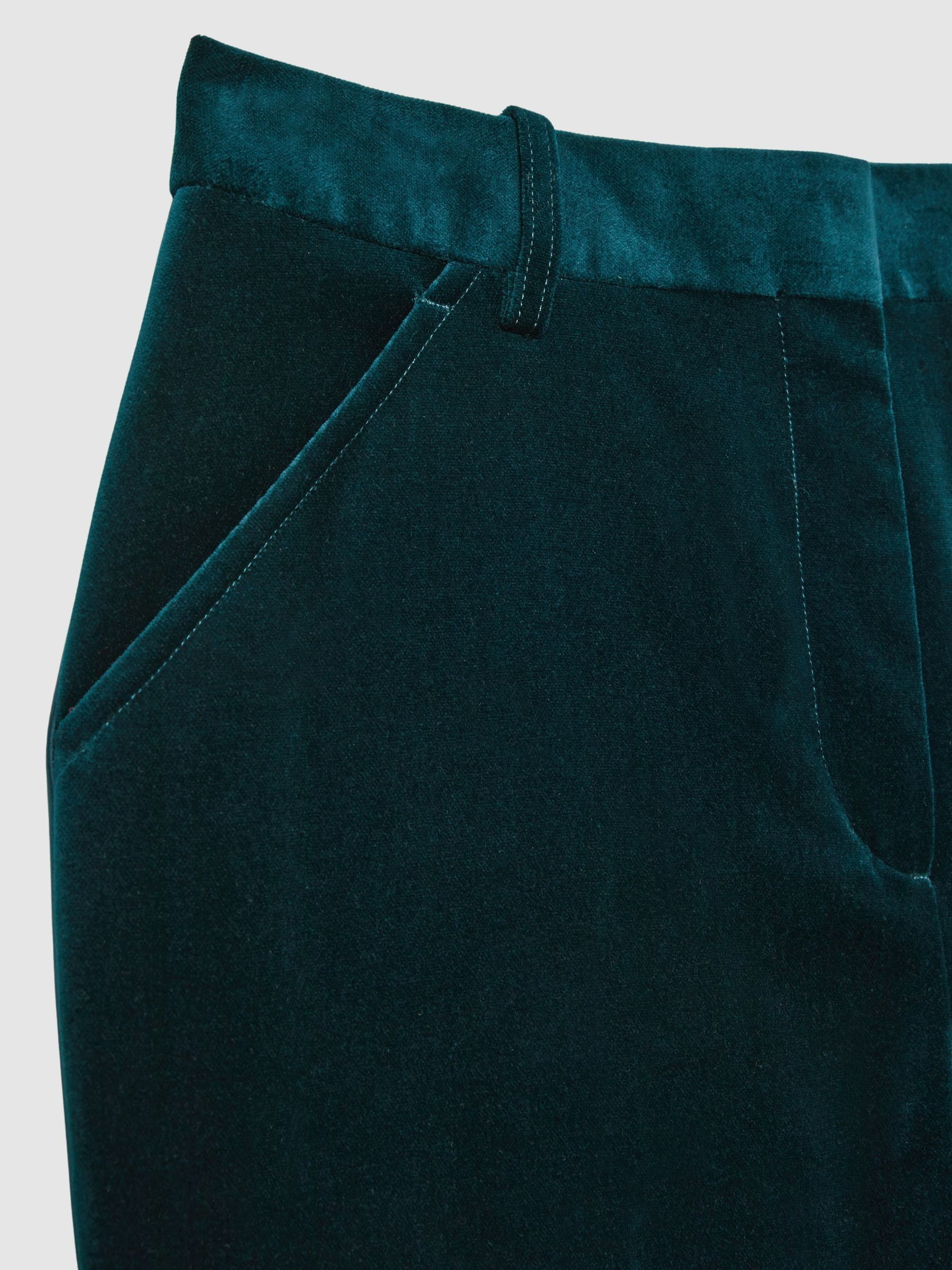 Velvet Flared Suit Trousers in Teal - Image 7 of 7