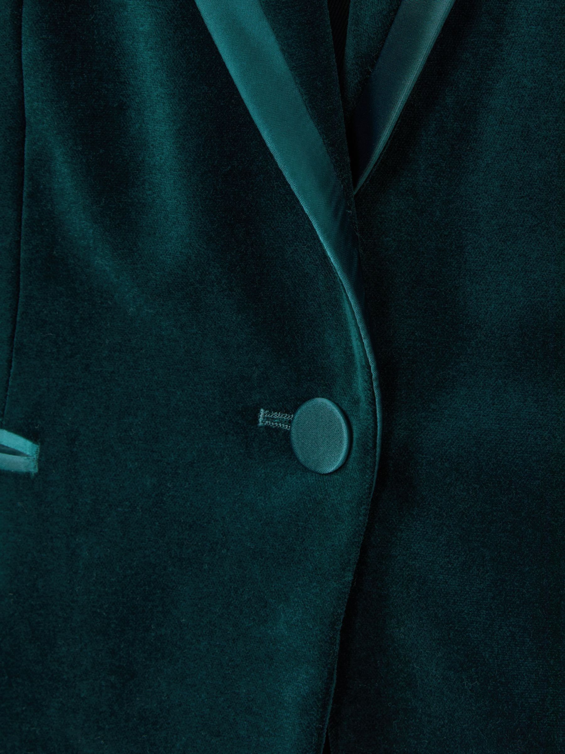 Velvet Single Breasted Suit Blazer in Teal - Image 8 of 8