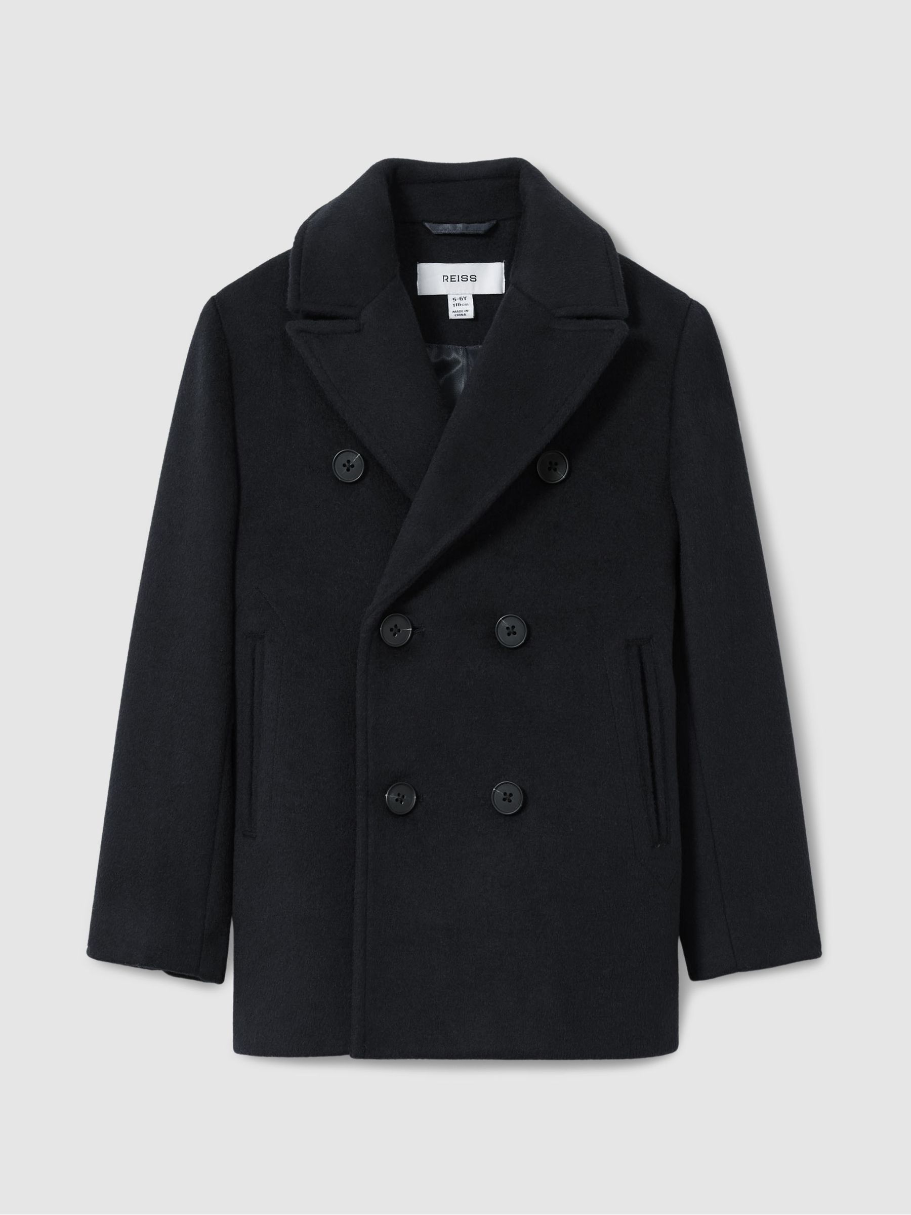 13-14 yrs Wool Blend Twill Double Breasted Coat in Navy - Image 6 of 6