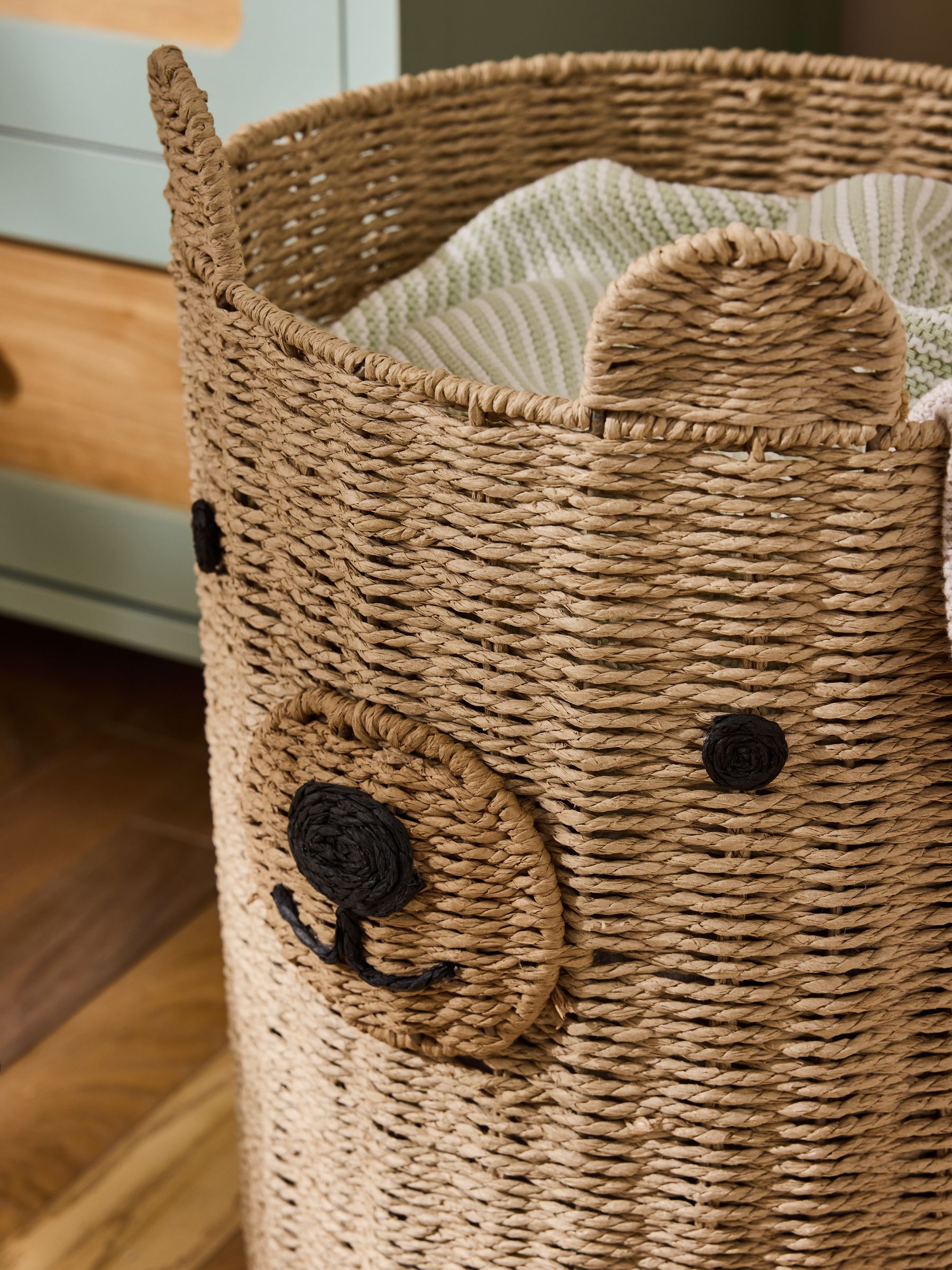 Natural Bear Woven Laundry Basket - Image 2 of 4