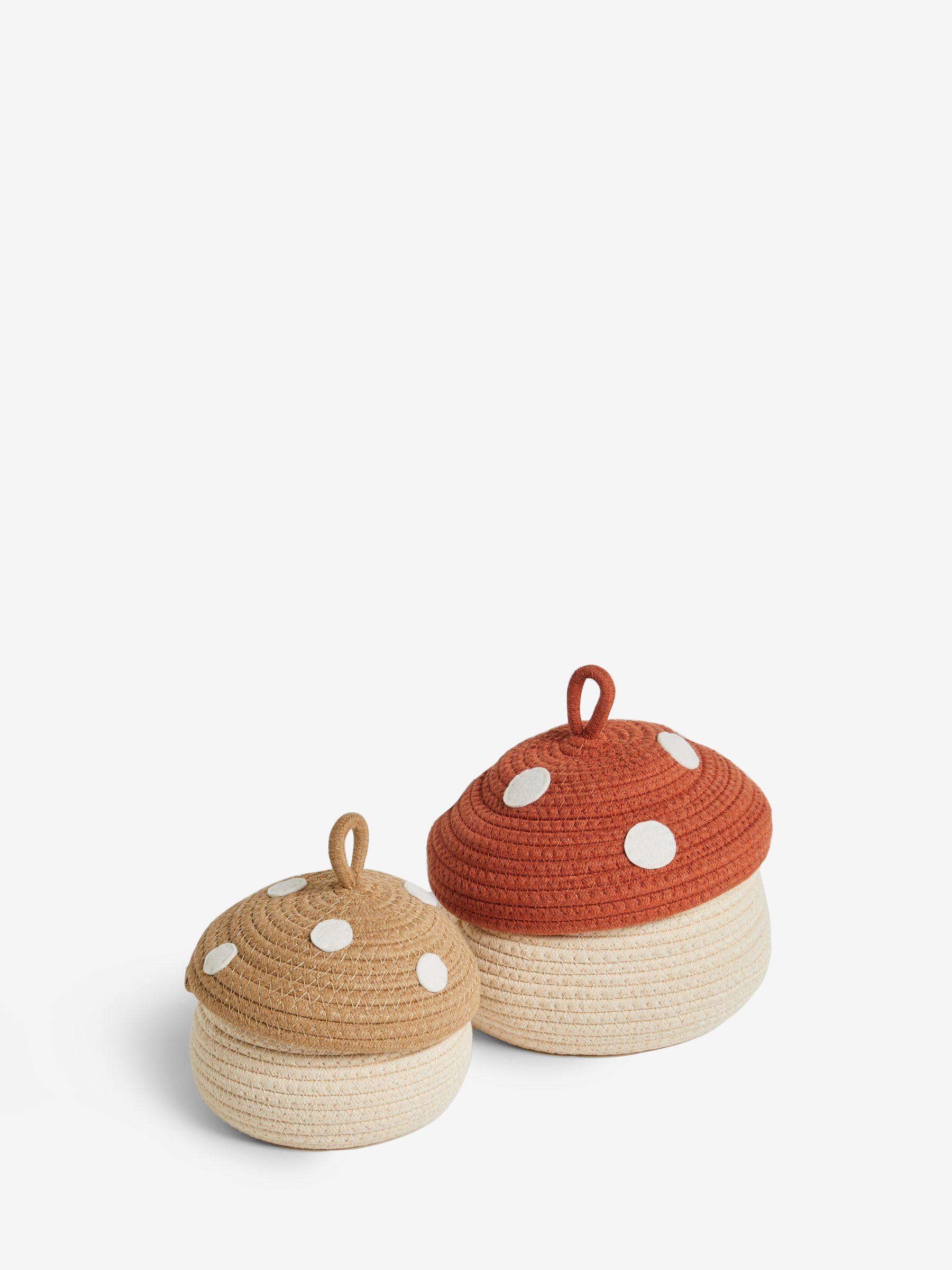 Set of 2 Natural Toadstool Woven Rope Storage Baskets - Image 4 of 6