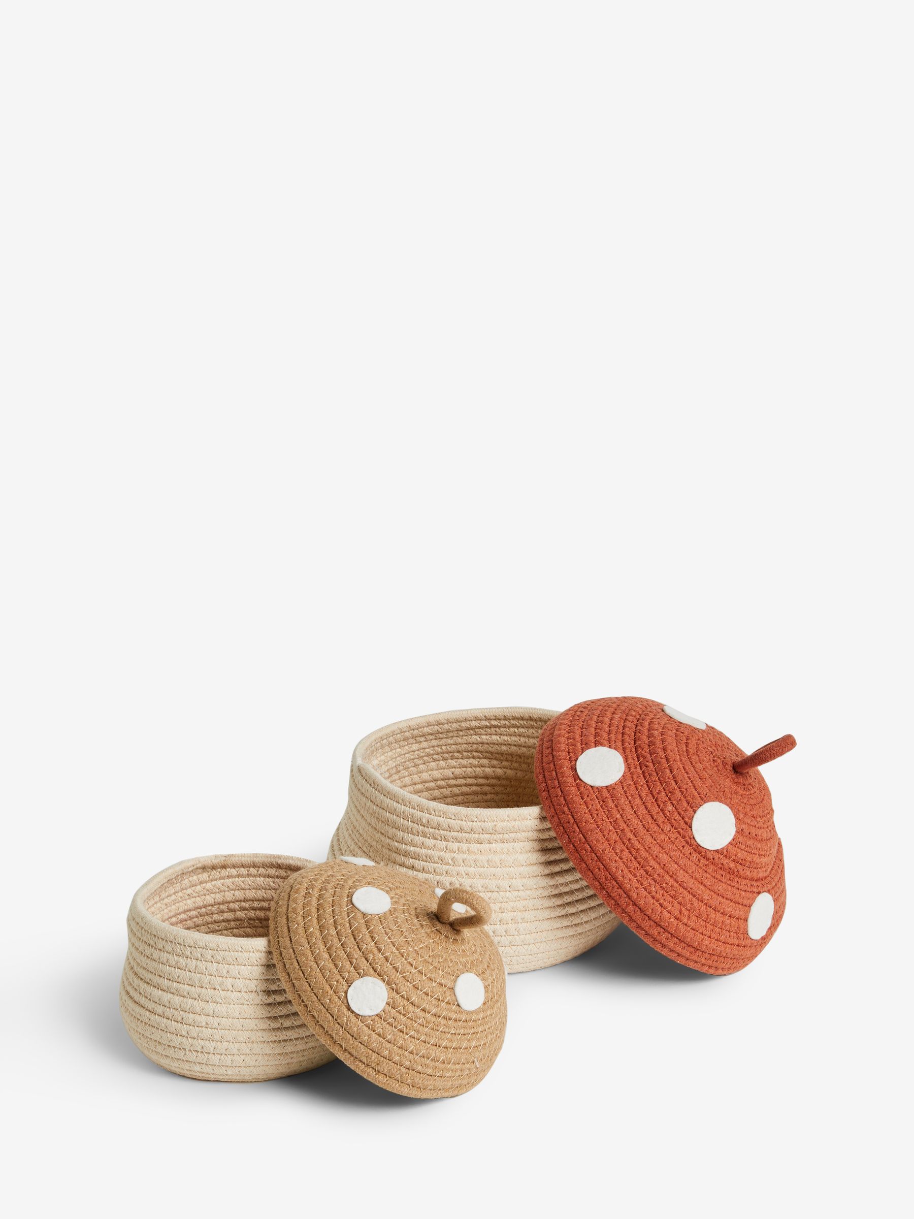 Set of 2 Natural Toadstool Woven Rope Storage Baskets - Image 5 of 6