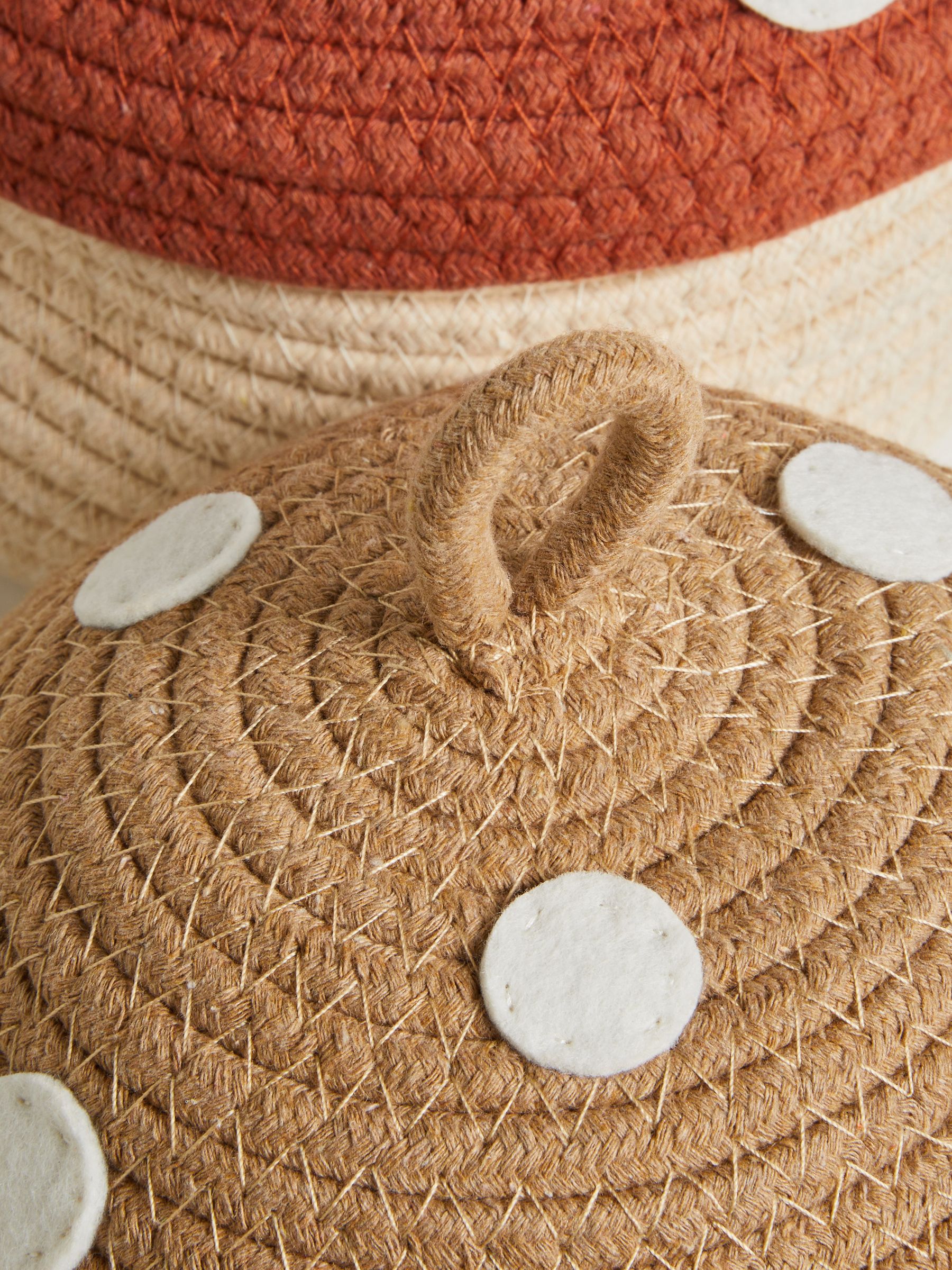 Set of 2 Natural Toadstool Woven Rope Storage Baskets - Image 6 of 6