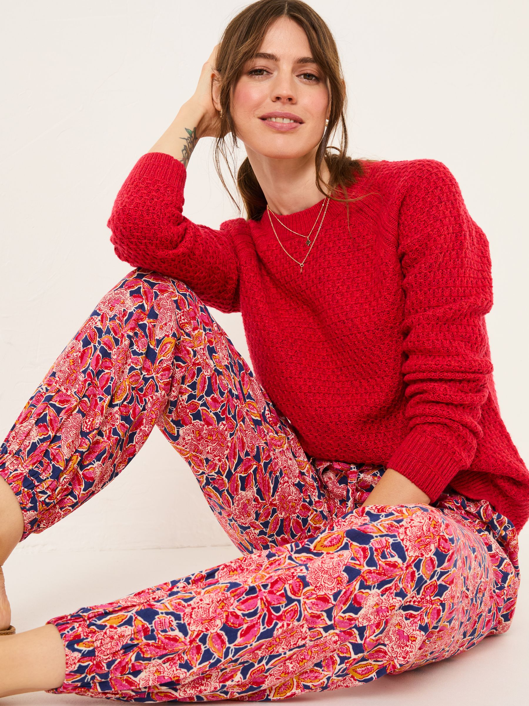 Lyme Pink Batik Floral Cuffed Jogger - Image 4 of 6