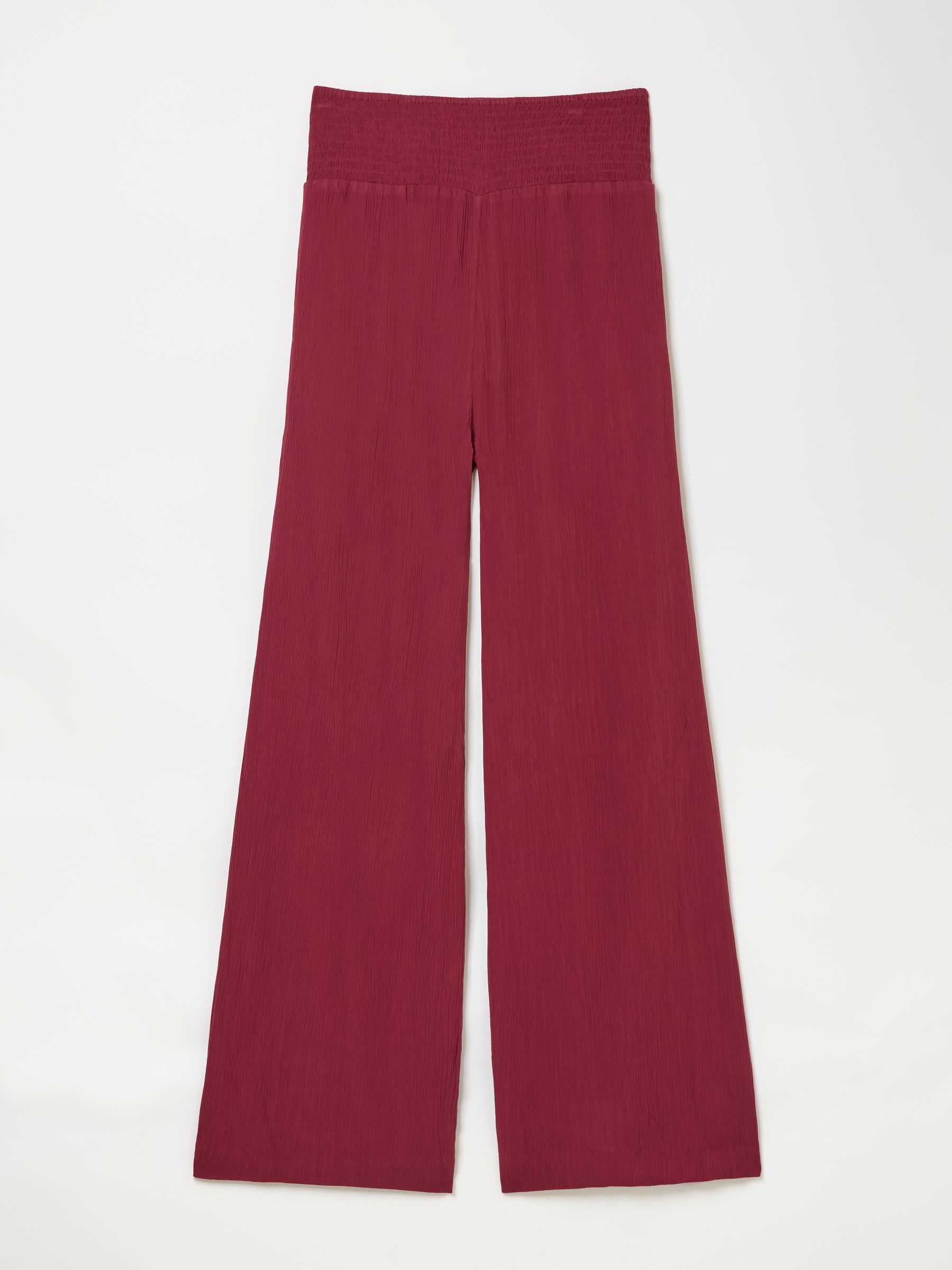 Burgundy Red Shirred Palazzo Wide Leg Trousers - Image 6 of 6