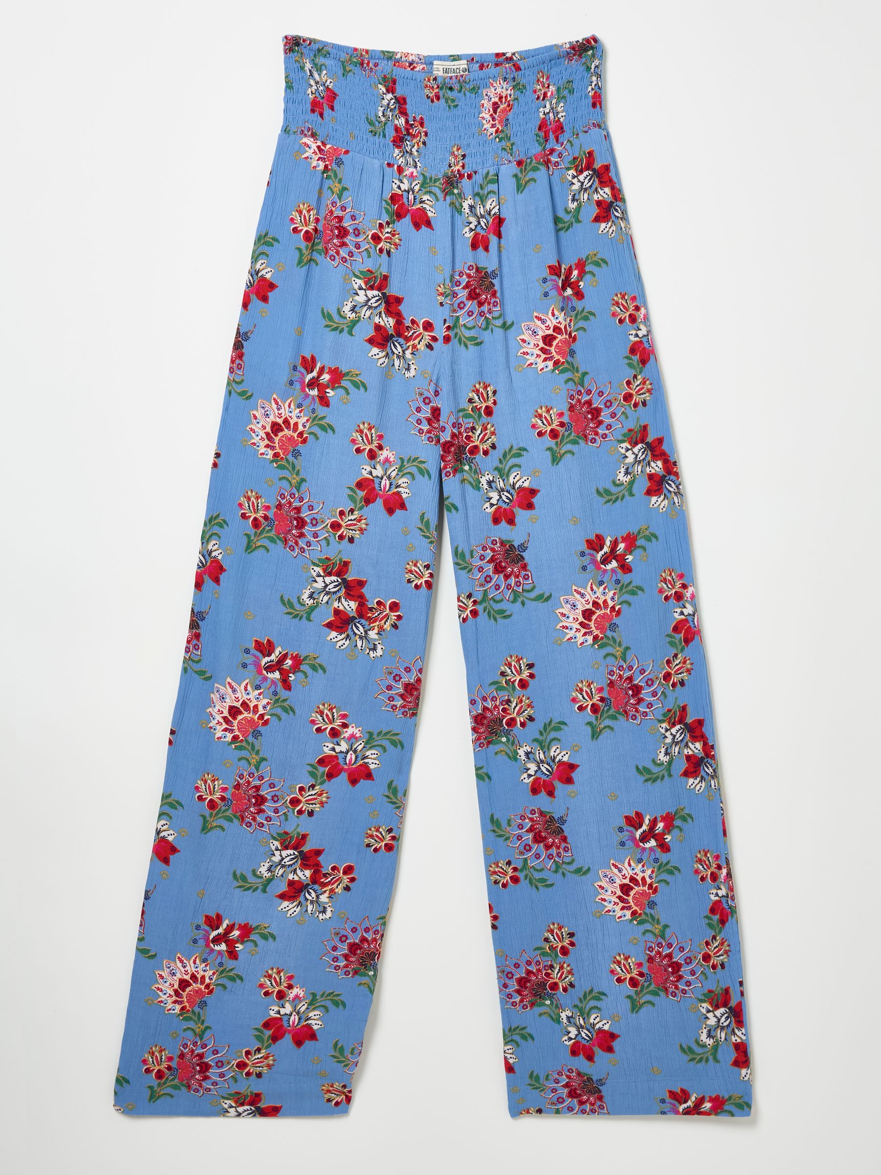 Balinese Palazzo Bright Blue Printed Wide Leg Trousers - Image 7 of 7