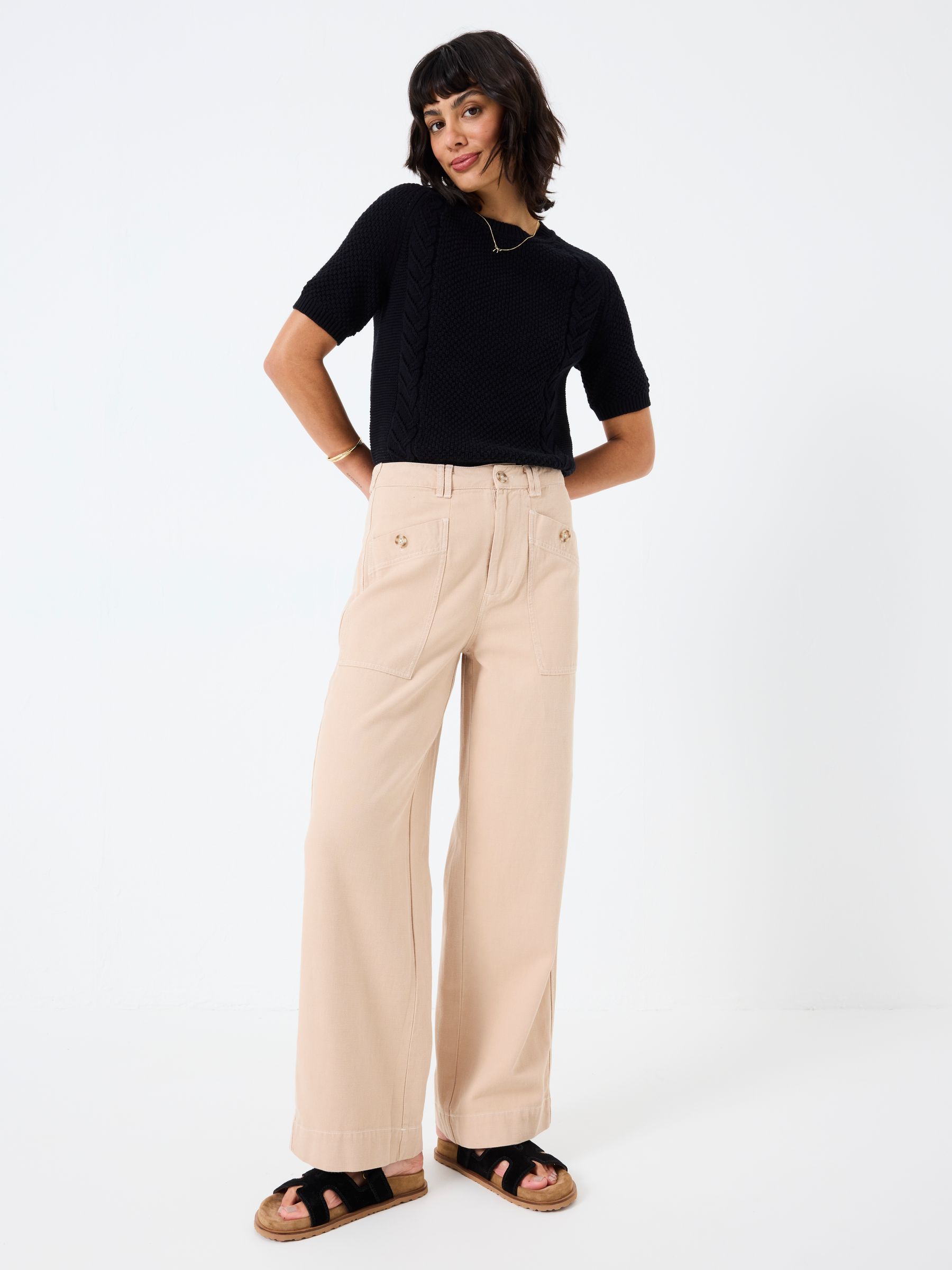 Eden Pale Pink Wide Leg Trousers - Image 1 of 6