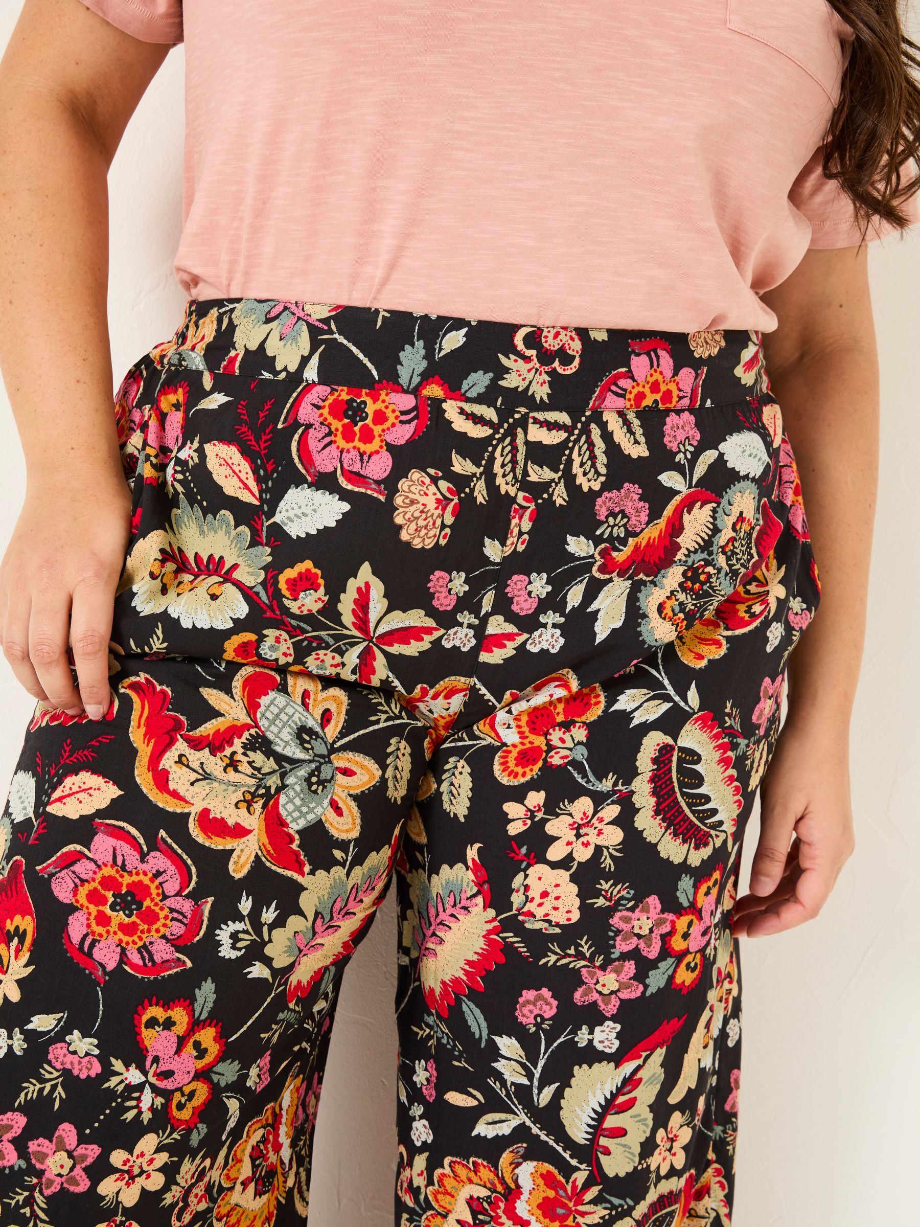 Isla Black Floral Wide Leg Trousers - Image 10 of 12