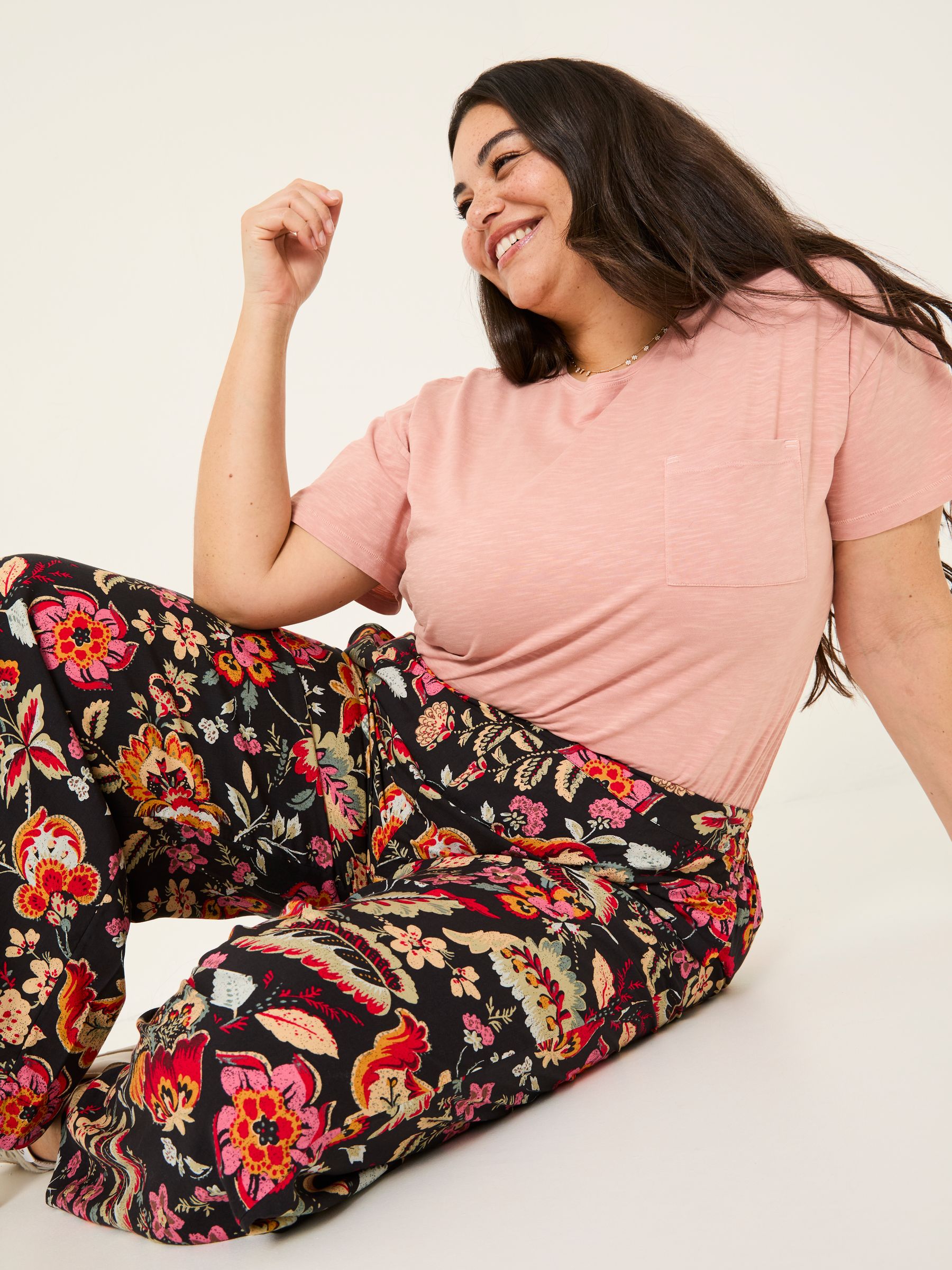 Isla Black Floral Wide Leg Trousers - Image 11 of 12