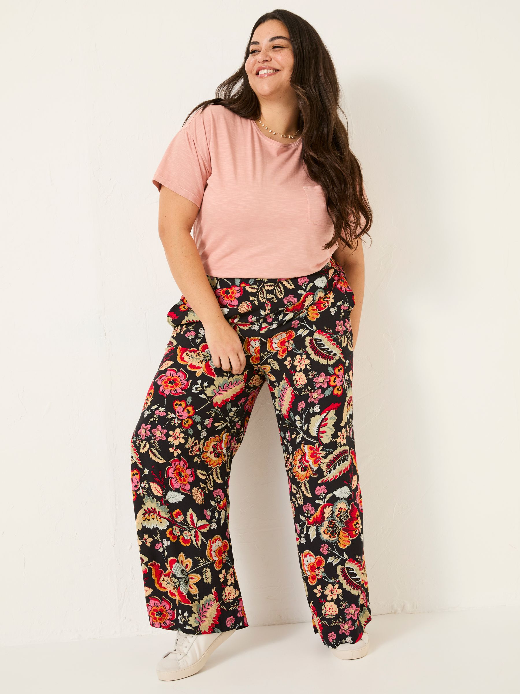 Isla Black Floral Wide Leg Trousers - Image 7 of 7