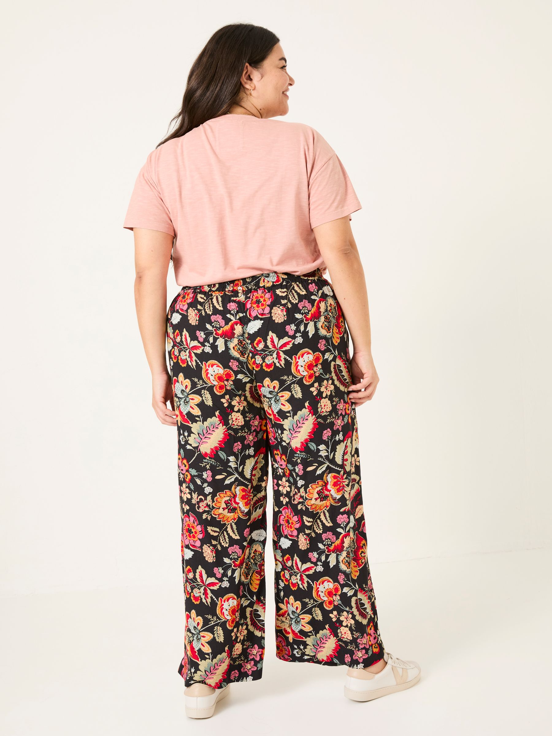 Isla Black Floral Wide Leg Trousers - Image 8 of 12