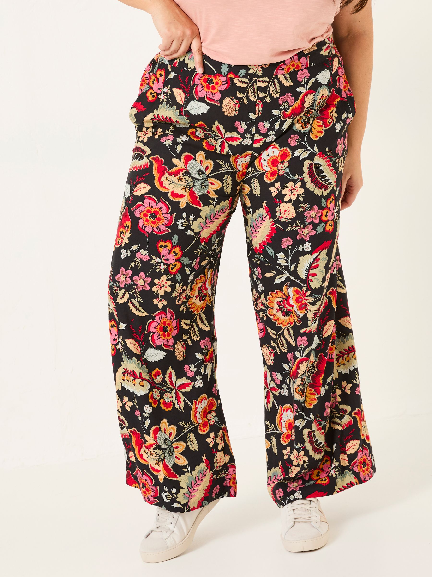 Isla Black Floral Wide Leg Trousers - Image 9 of 12