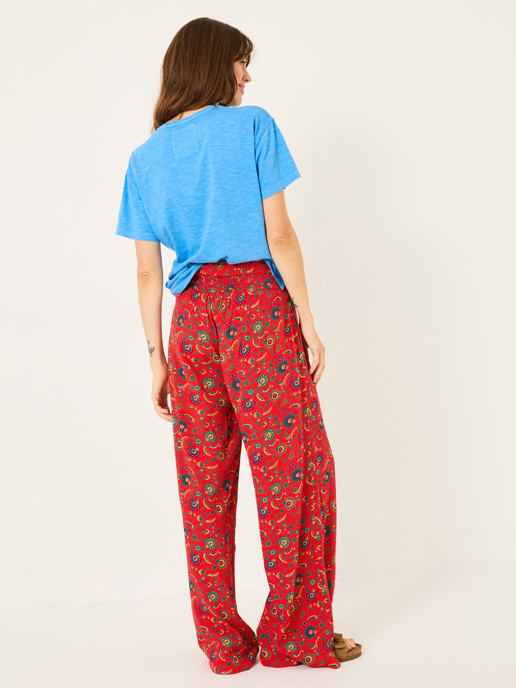 Balinese Palazzo Burnt Orange Printed Wide Leg Trousers - Image 3 of 6