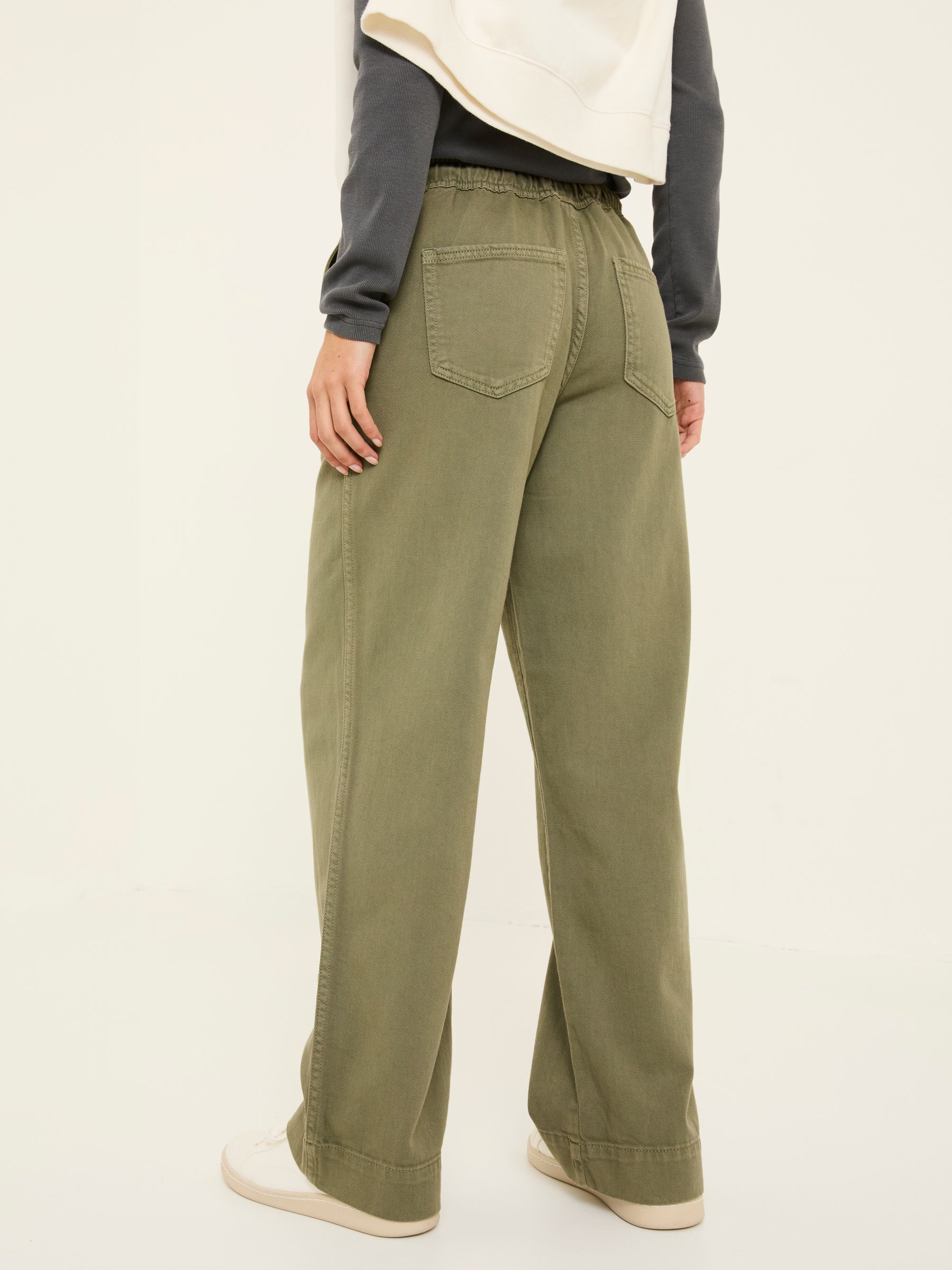 Ashby Khaki Green Wide Leg Trousers | FatFace USA