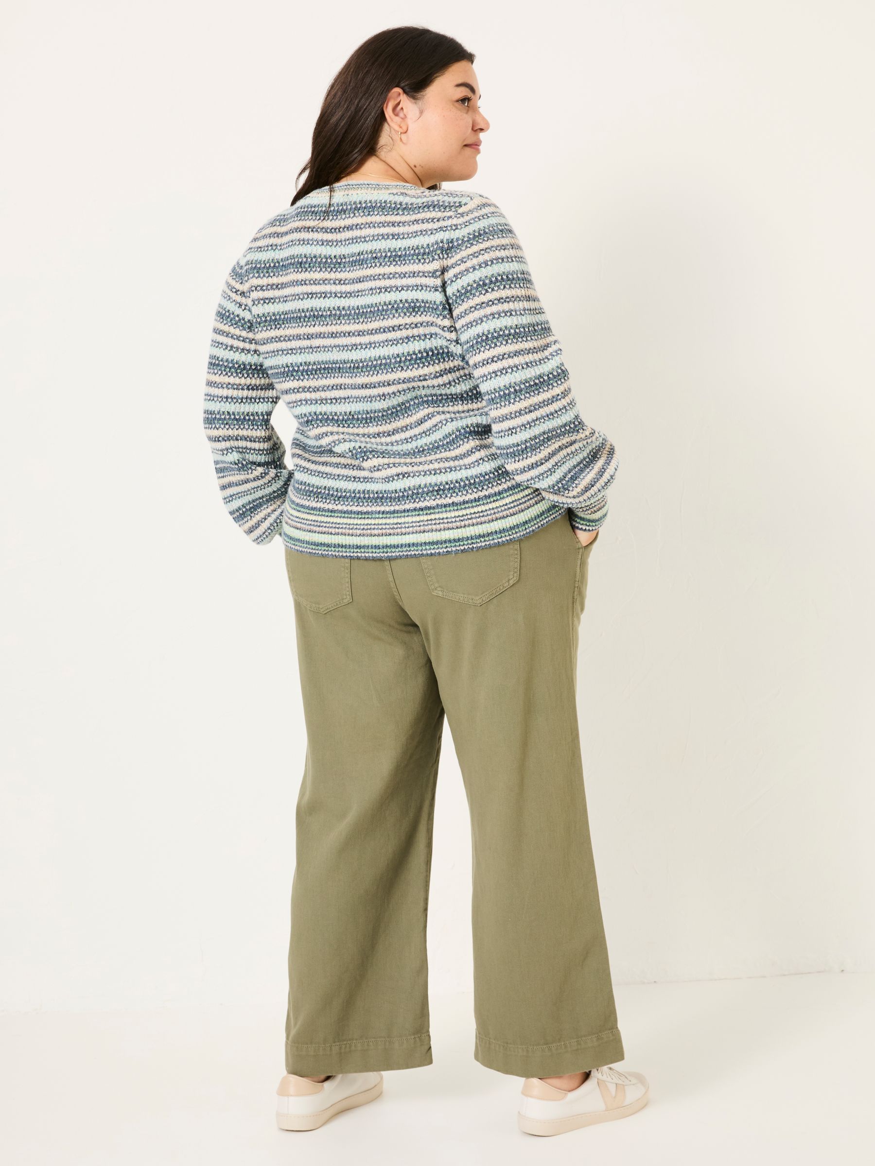 Ashby Khaki Green Wide Leg Trousers - Image 6 of 9