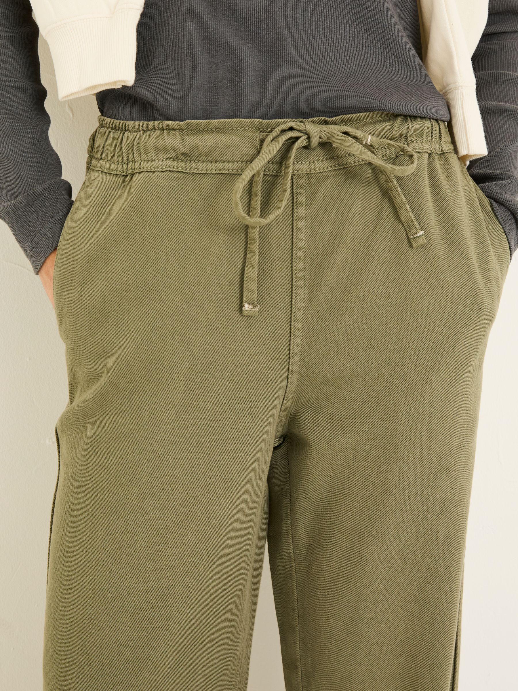 Ashby Khaki Green Wide Leg Trousers - Image 8 of 9