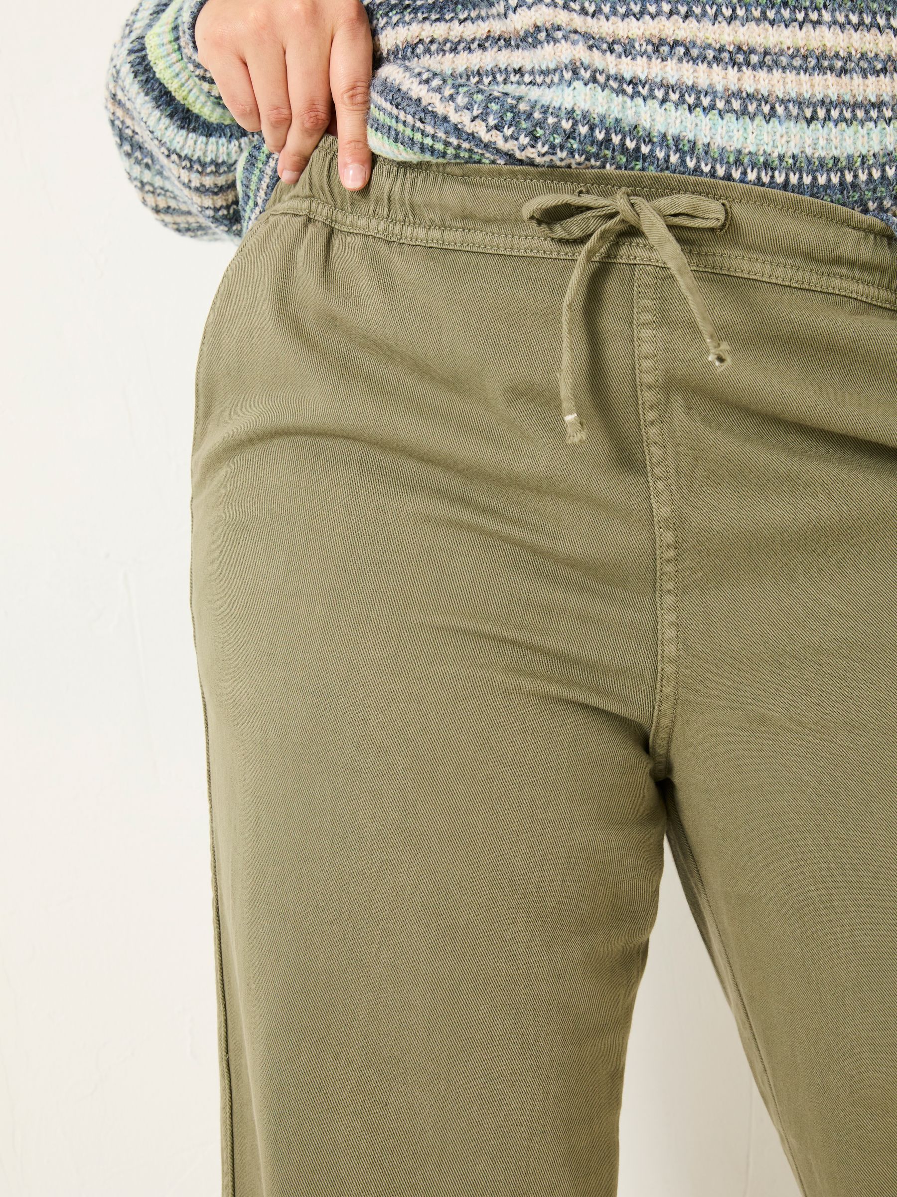 Ashby Khaki Green Wide Leg Trousers - Image 9 of 9
