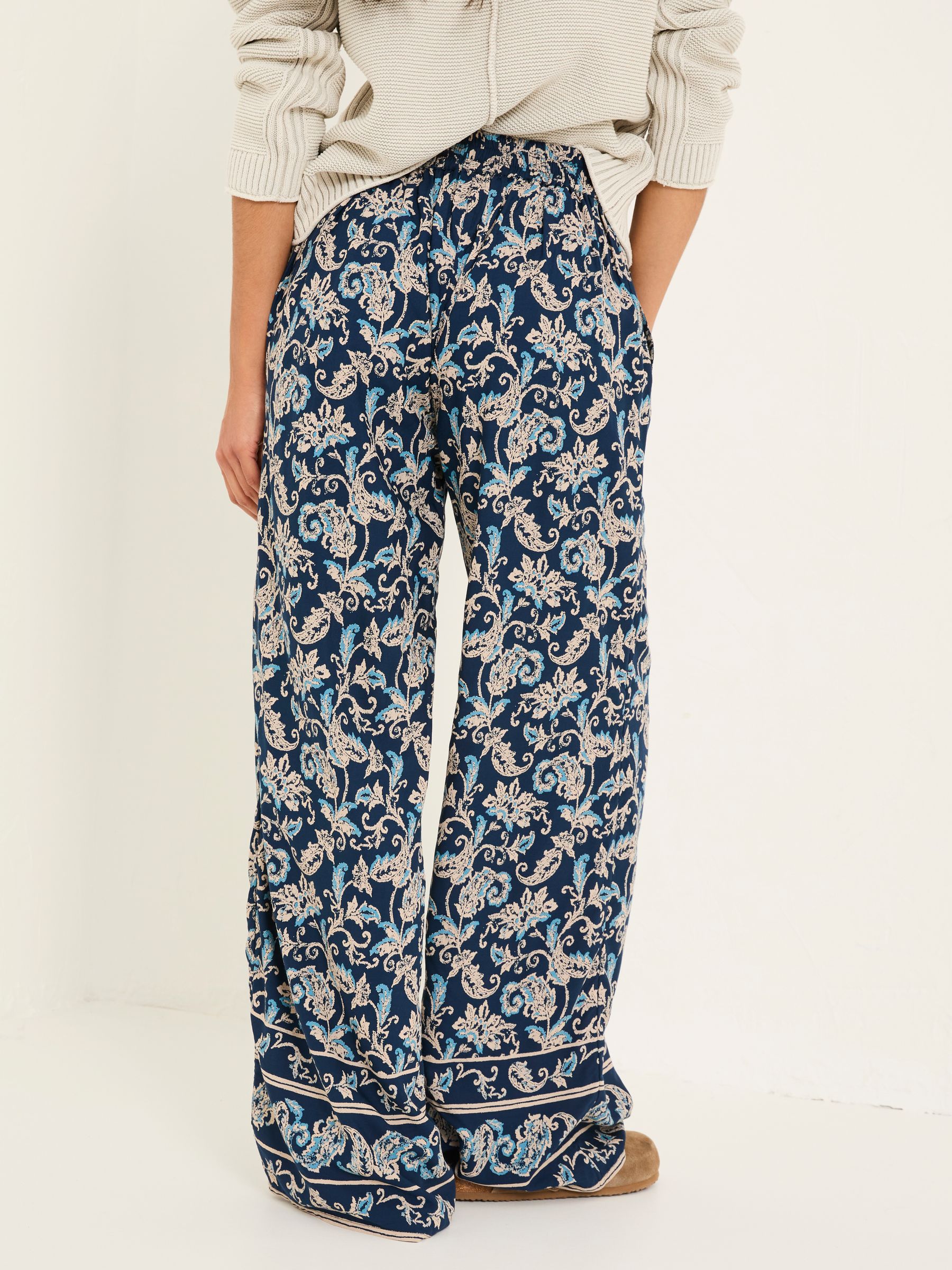 Isla Blue Paisley Wide Leg Trousers - Image 2 of 10