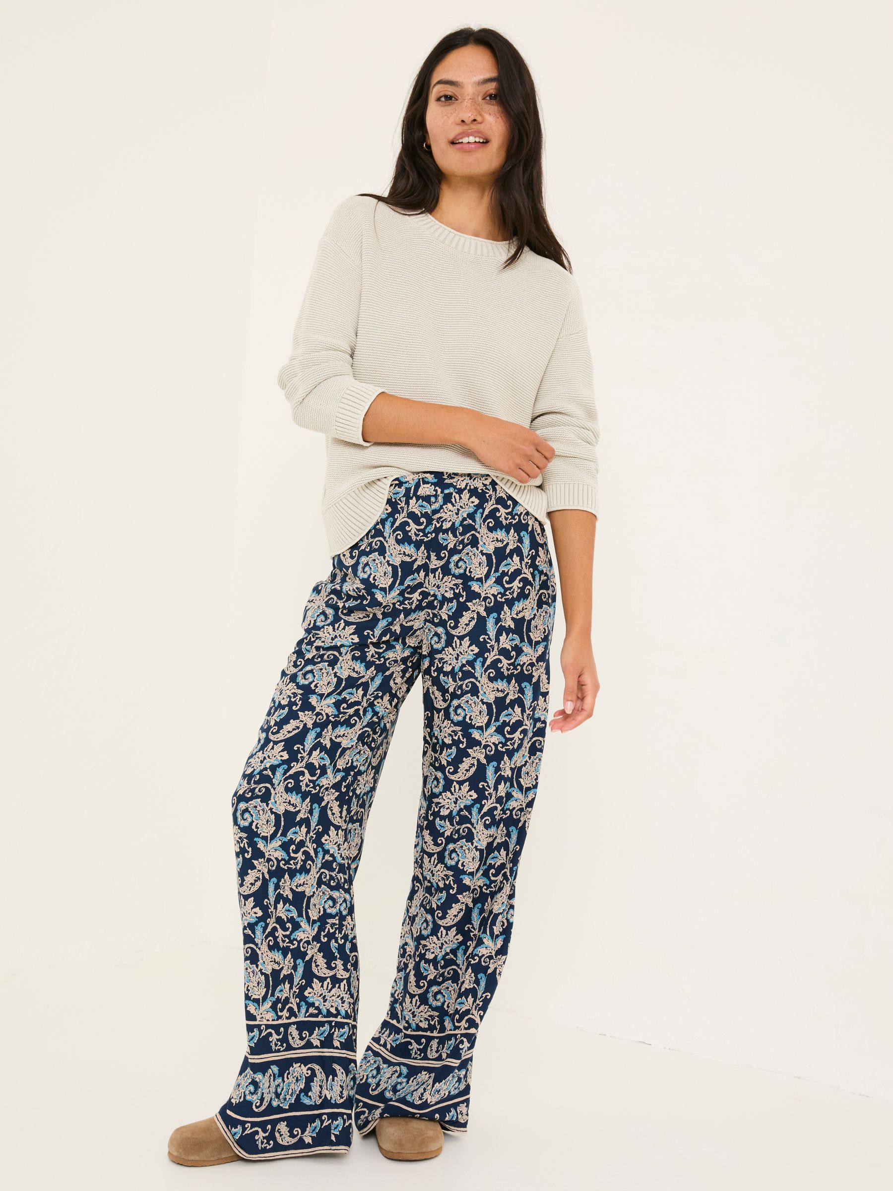 Isla Blue Paisley Wide Leg Trousers - Image 3 of 10