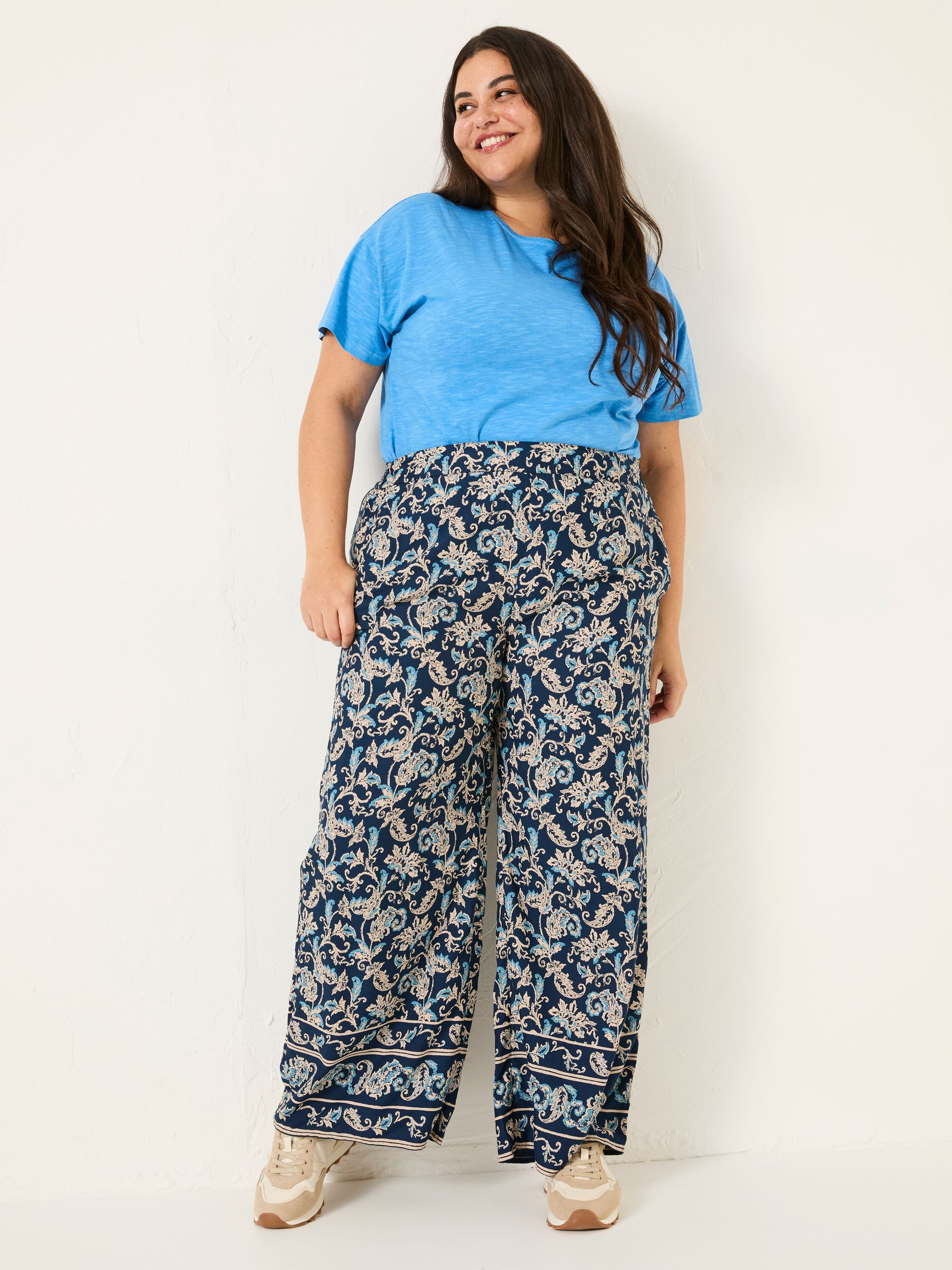 Isla Blue Paisley Wide Leg Trousers - Image 6 of 10