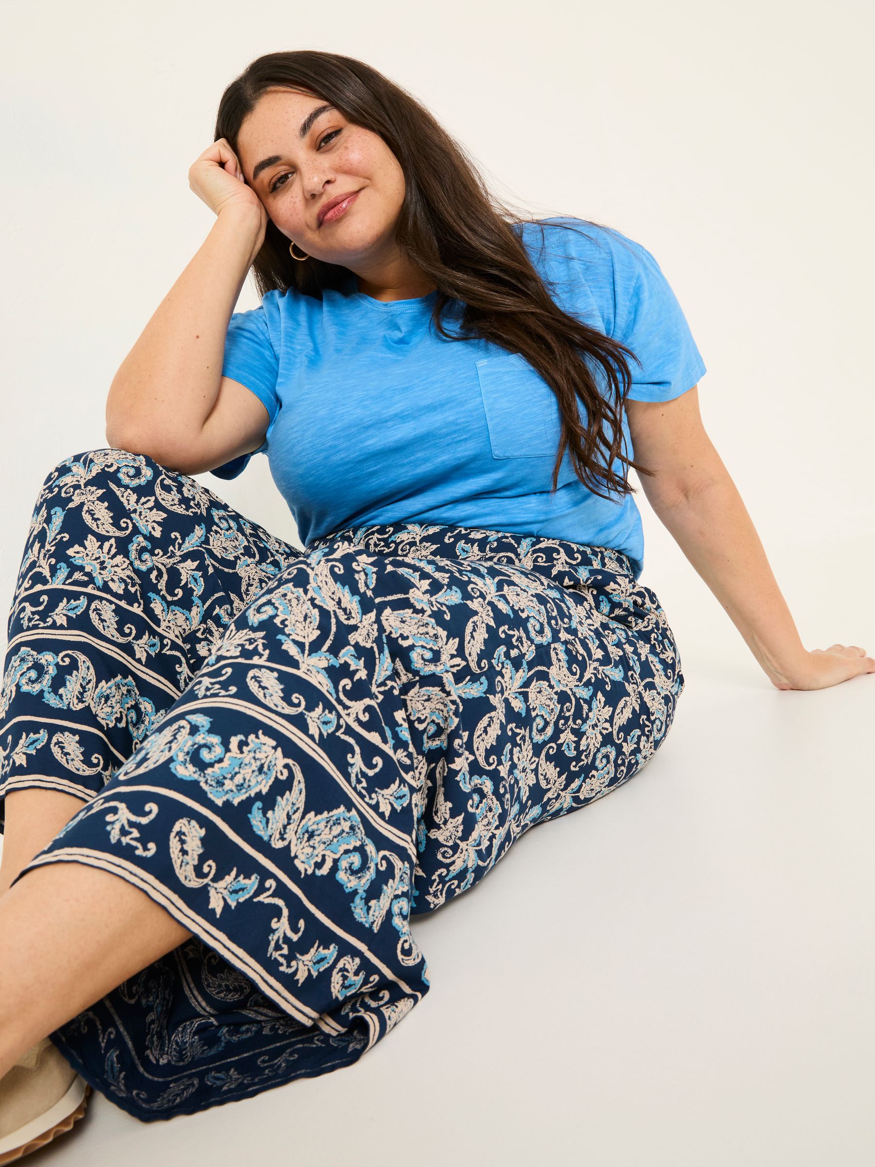 Isla Blue Paisley Wide Leg Trousers - Image 8 of 10
