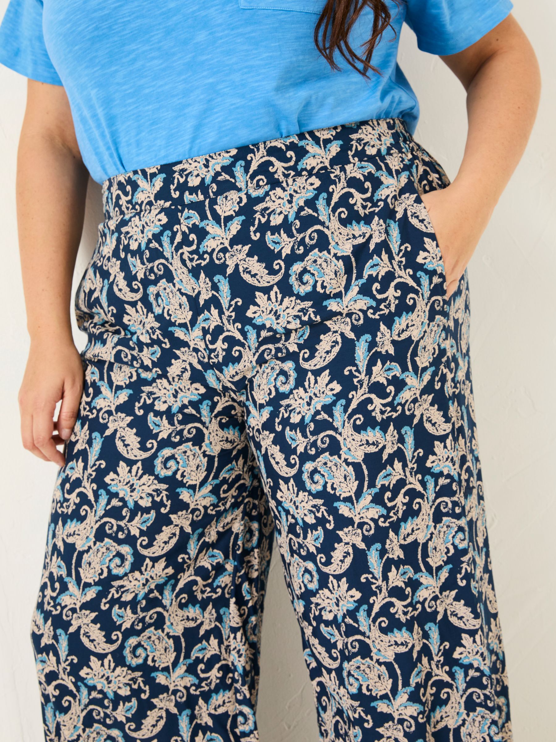 Isla Blue Paisley Wide Leg Trousers - Image 9 of 10