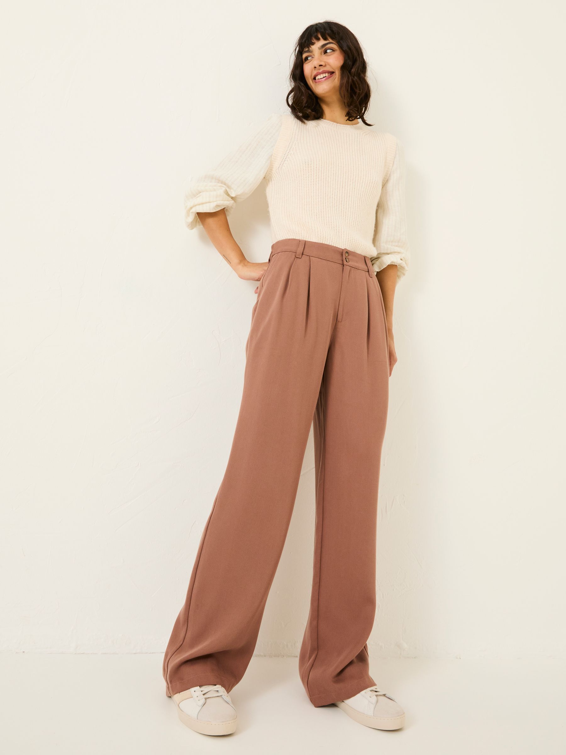 Ginger Terracotta Wide Leg Drape Trousers - Image 3 of 10