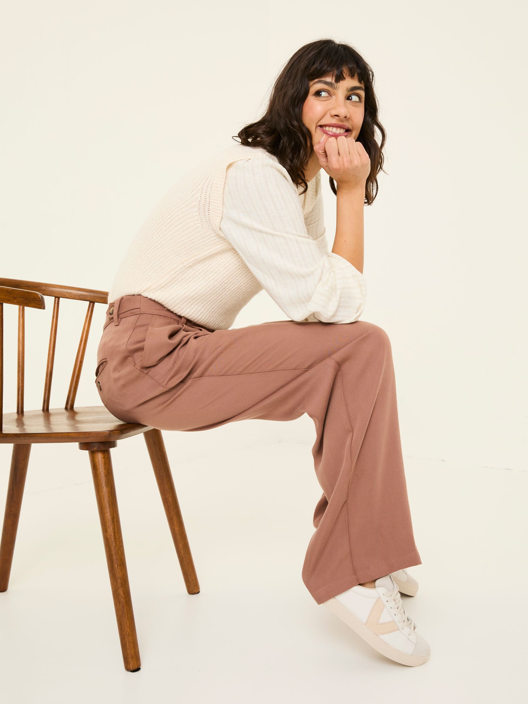 Ginger Terracotta Wide Leg Drape Trousers - Image 5 of 10
