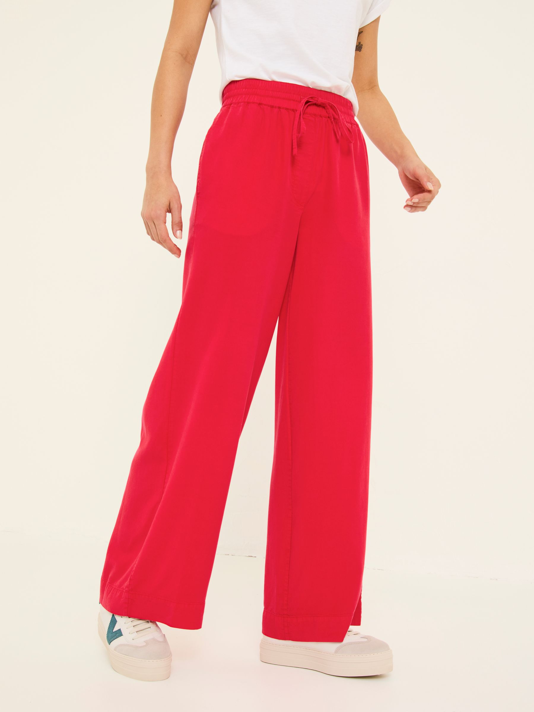 Luna Bright Red Wide Leg Trousers - Image 1 of 9
