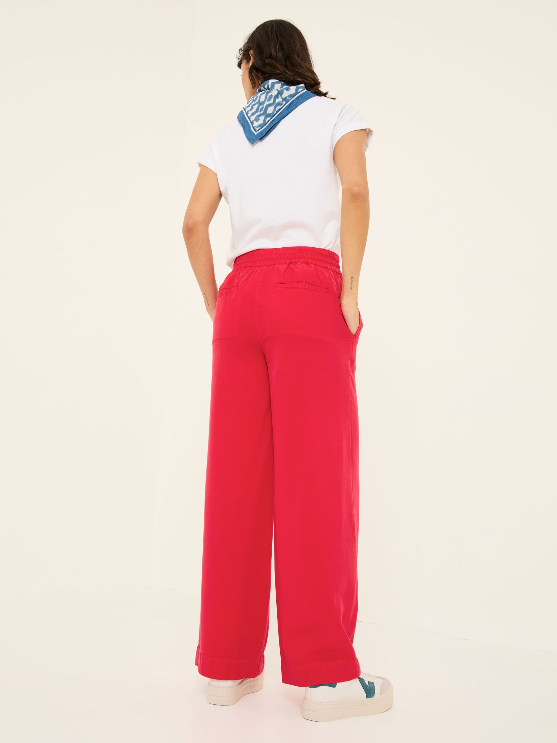 Luna Bright Red Wide Leg Trousers - Image 3 of 9