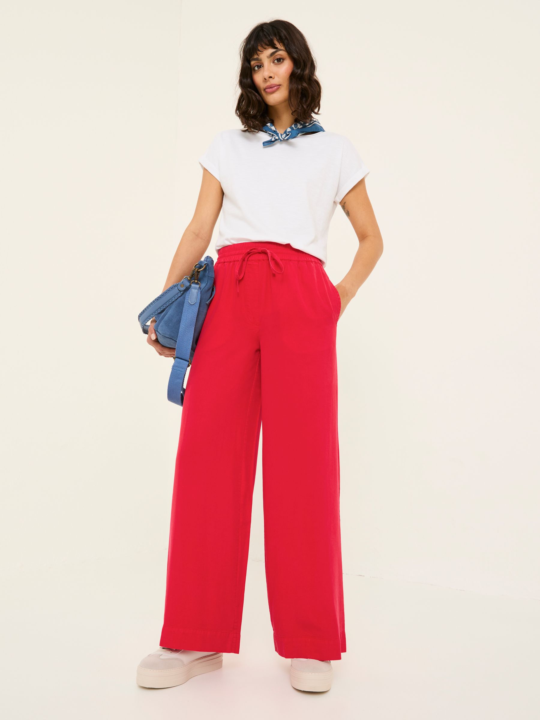 Luna Bright Red Wide Leg Trousers - Image 4 of 9
