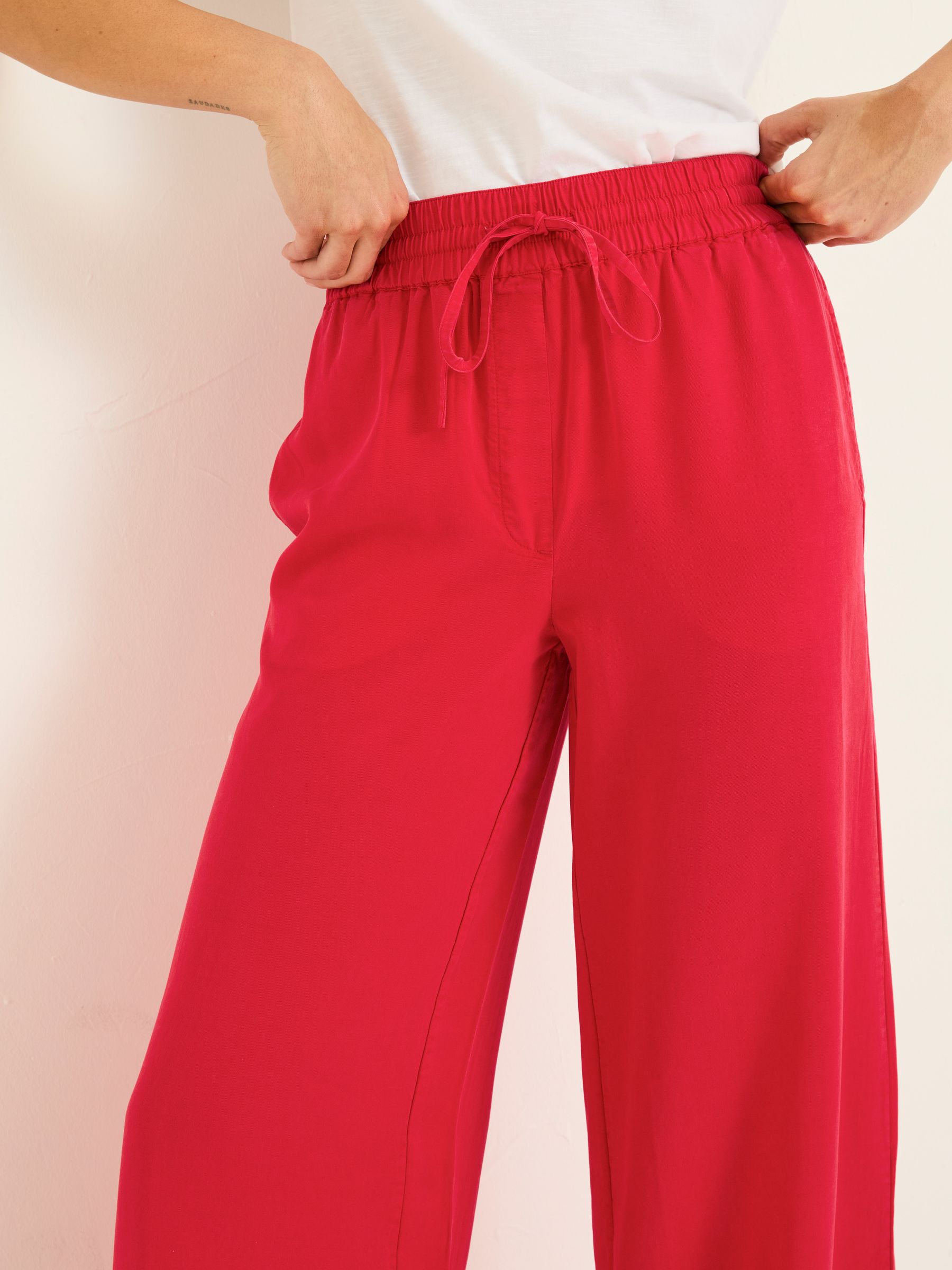 Luna Bright Red Wide Leg Trousers - Image 5 of 9