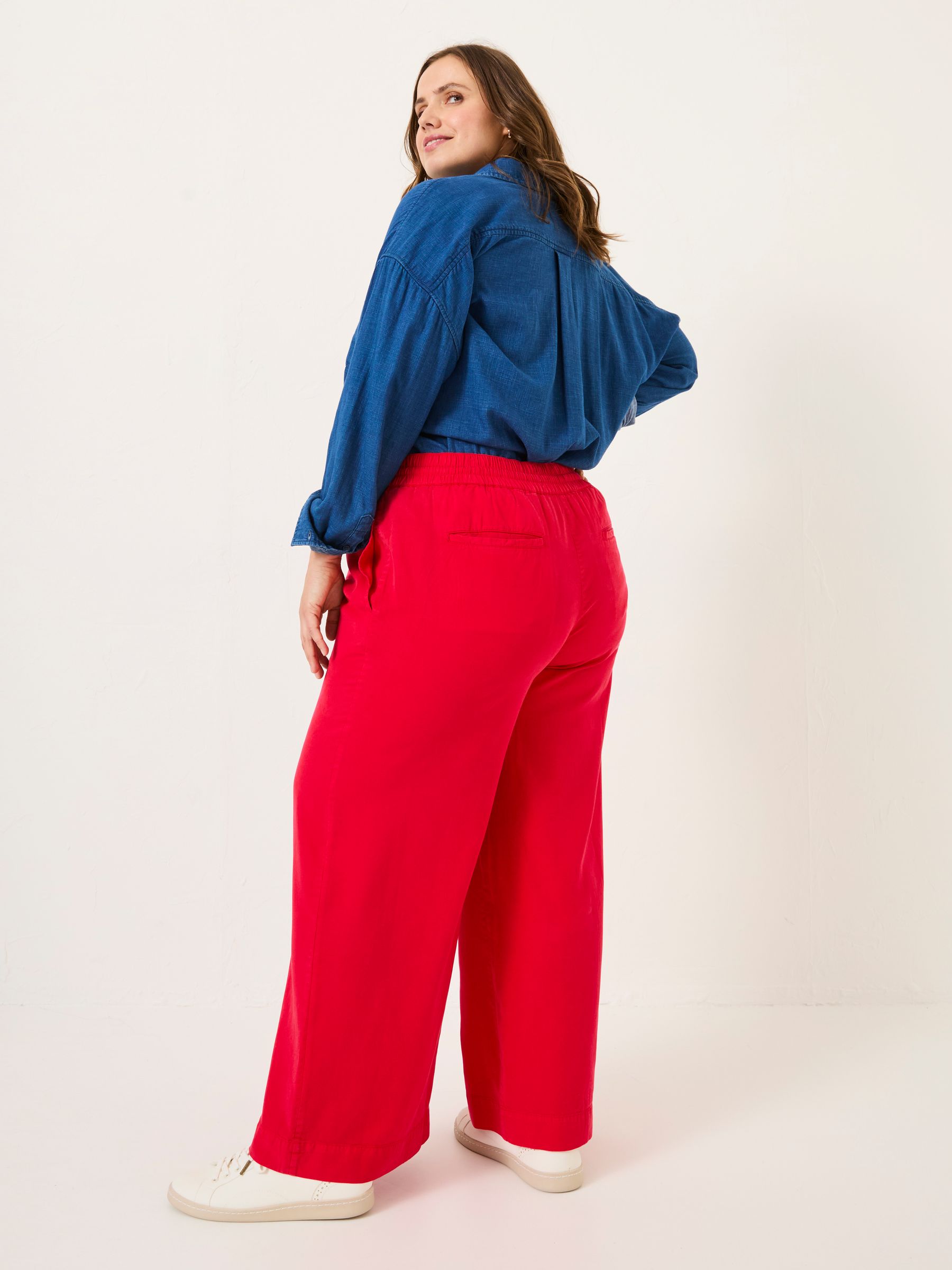 Luna Bright Red Wide Leg Trousers - Image 7 of 9
