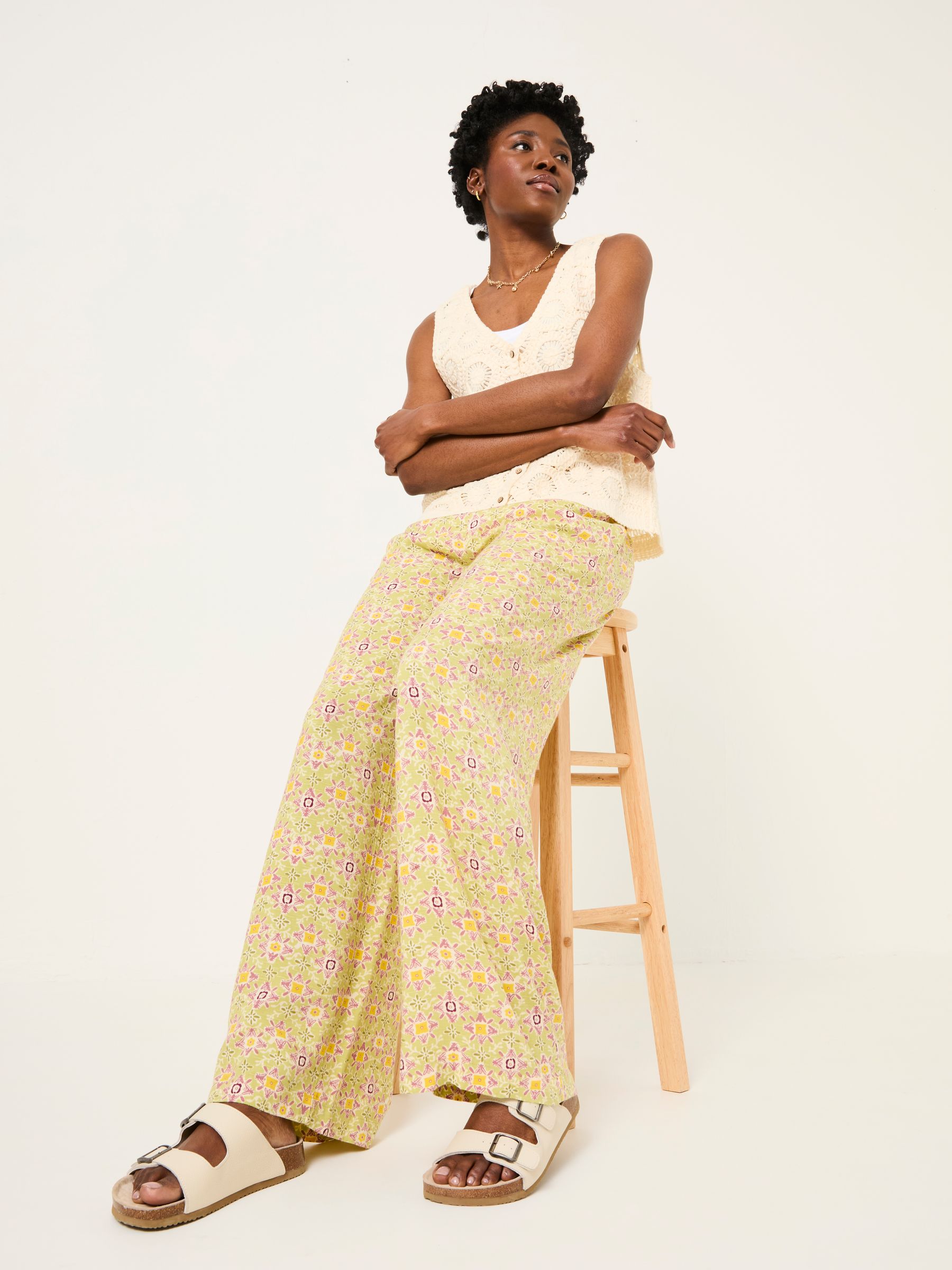 Beeble Multi Printed Wide Leg Trousers | FatFace