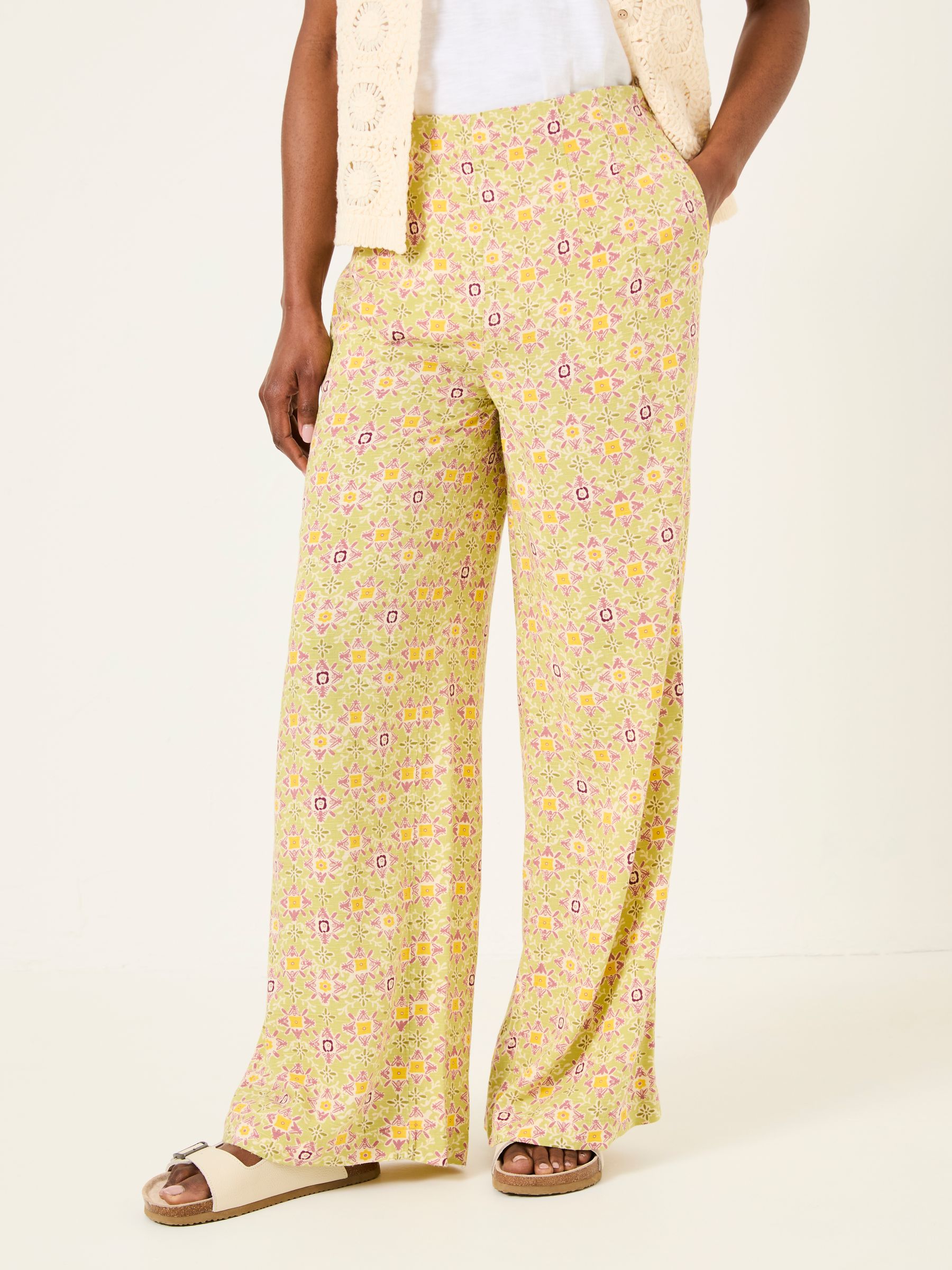 Beeble Multi Printed Wide Leg Trousers | FatFace