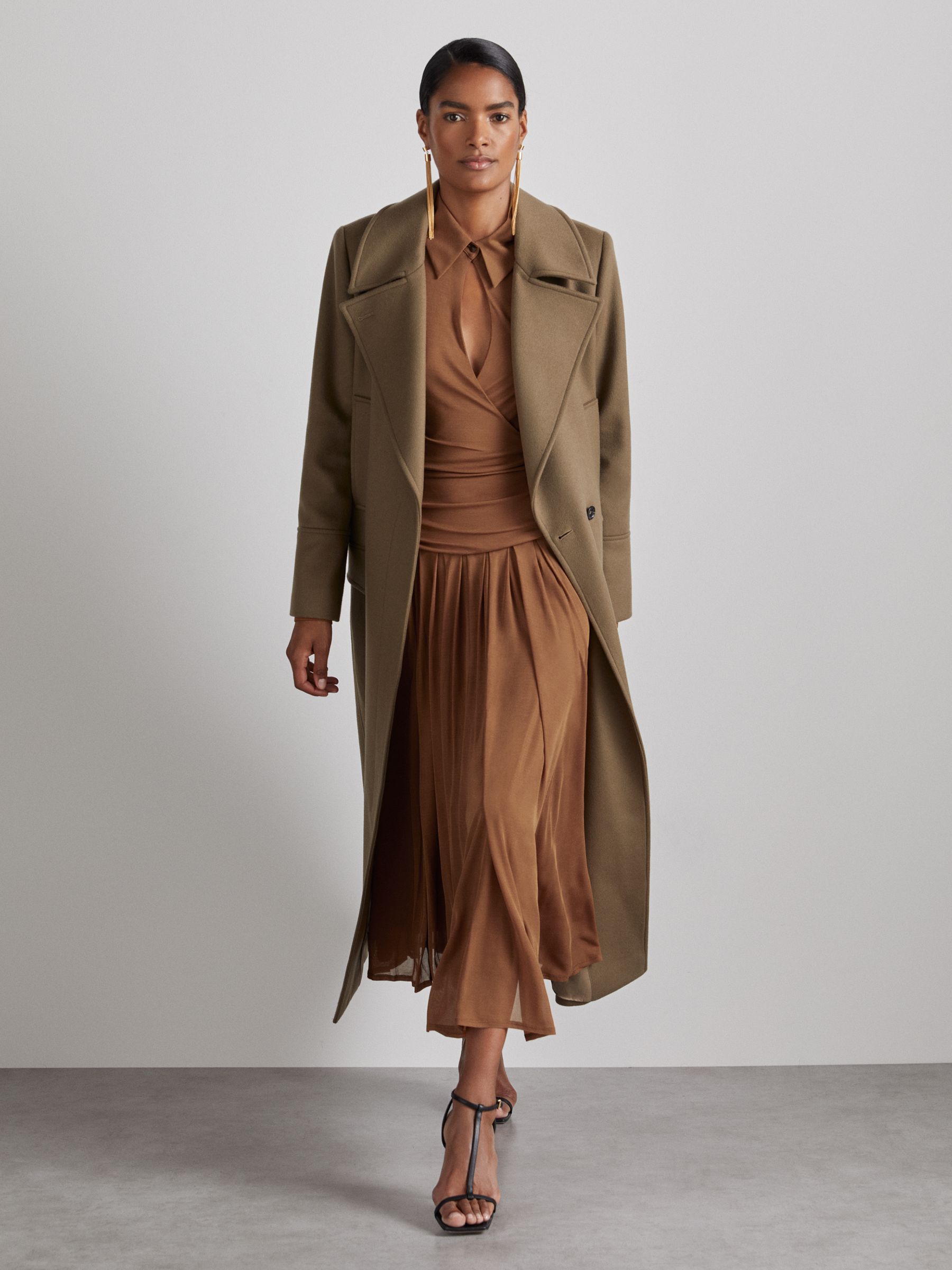 Atelier Gathered-Georgette Maxi Dress in Tan - Image 5 of 6