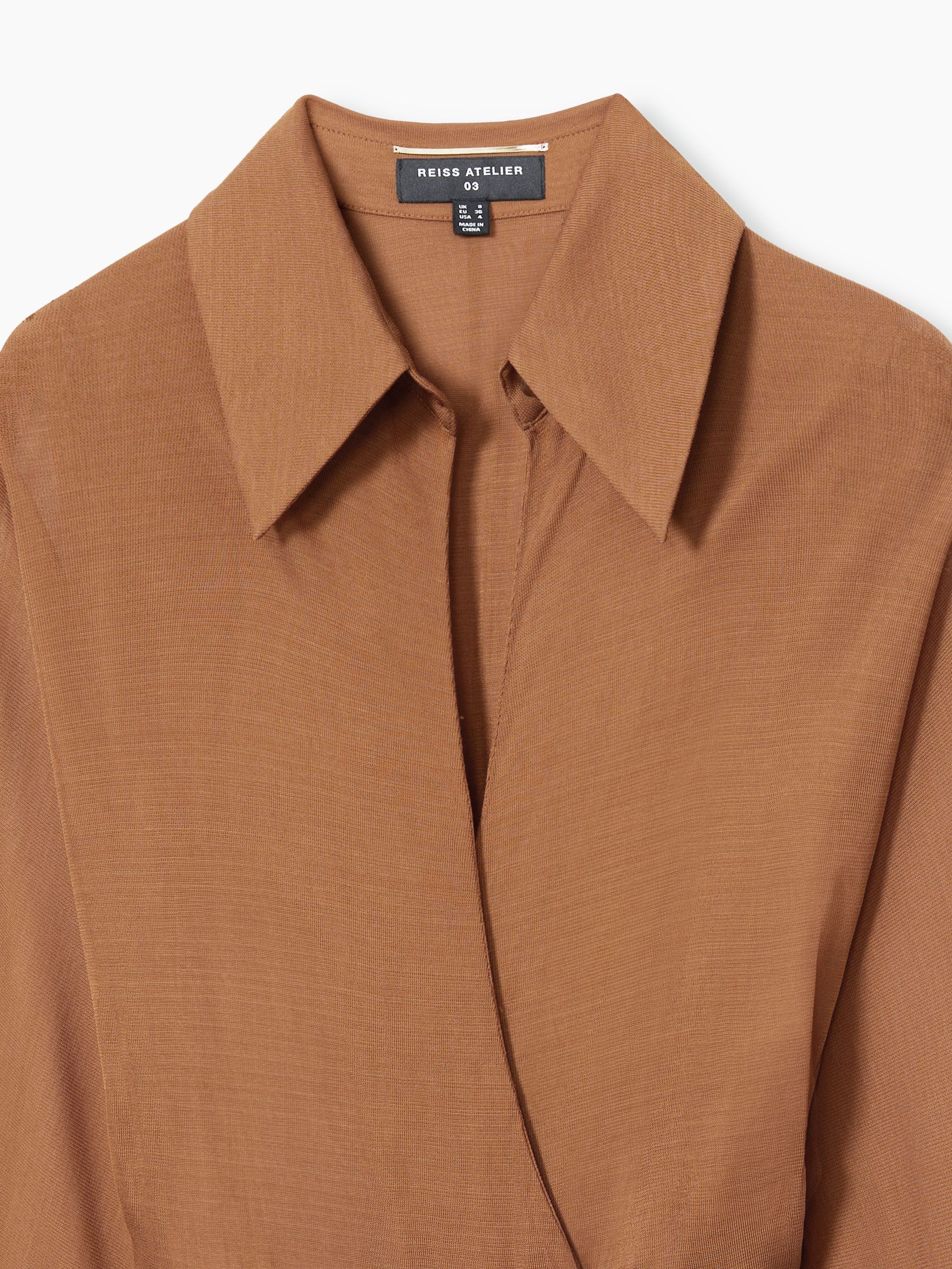 Atelier Gathered-Georgette Maxi Dress in Tan - Image 6 of 6