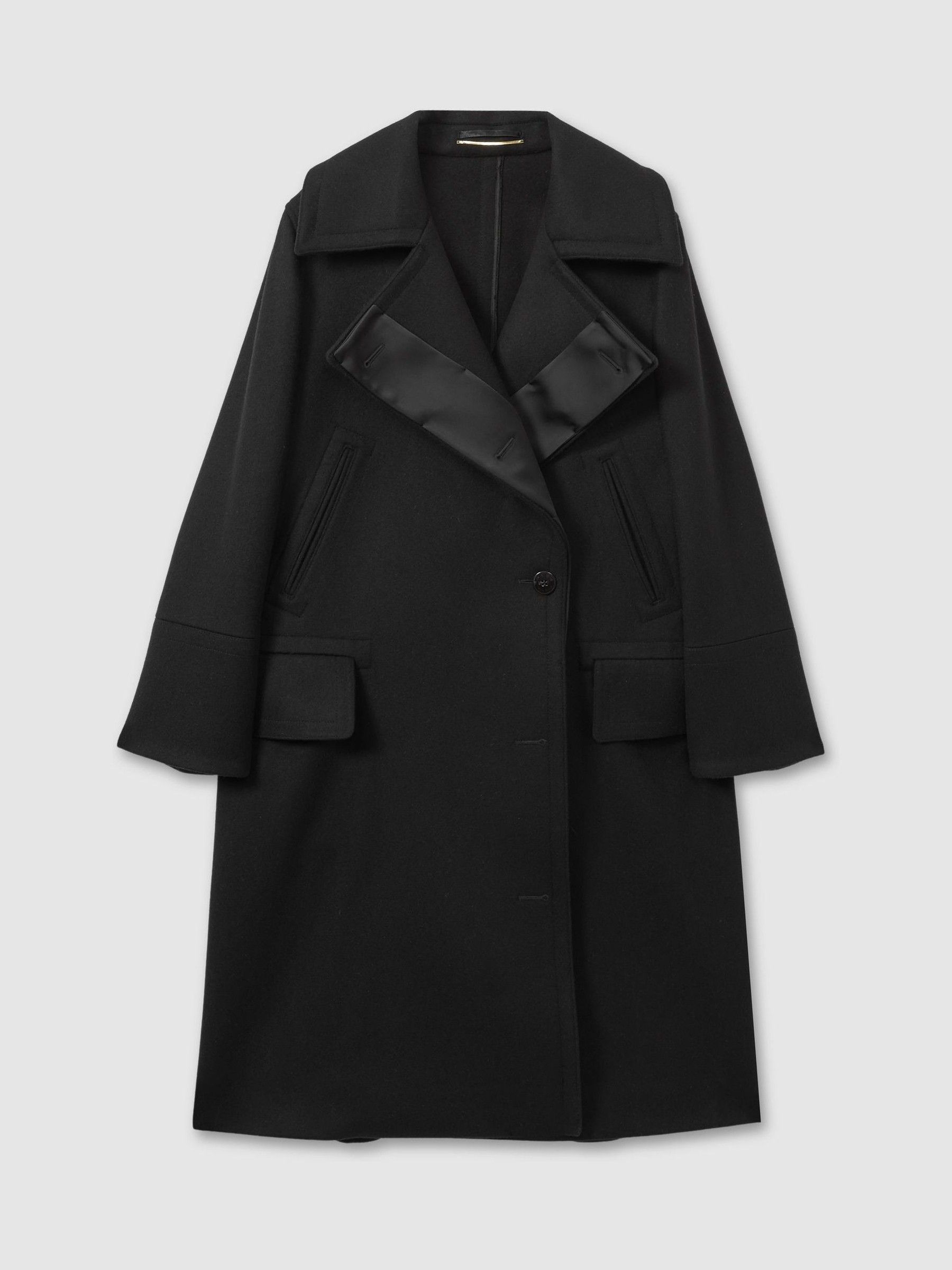 R⭐︎CLASSICAC COAT BLACK Reiss Atelier Felted Trapeze Coat in Black | REISS