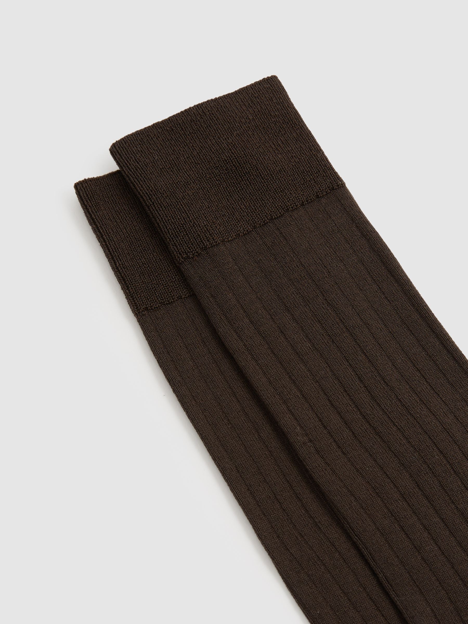 Ribbed Socks in Chocolate - Image 2 of 3 Ribbed Socks in Chocolate - Image 2 of 3