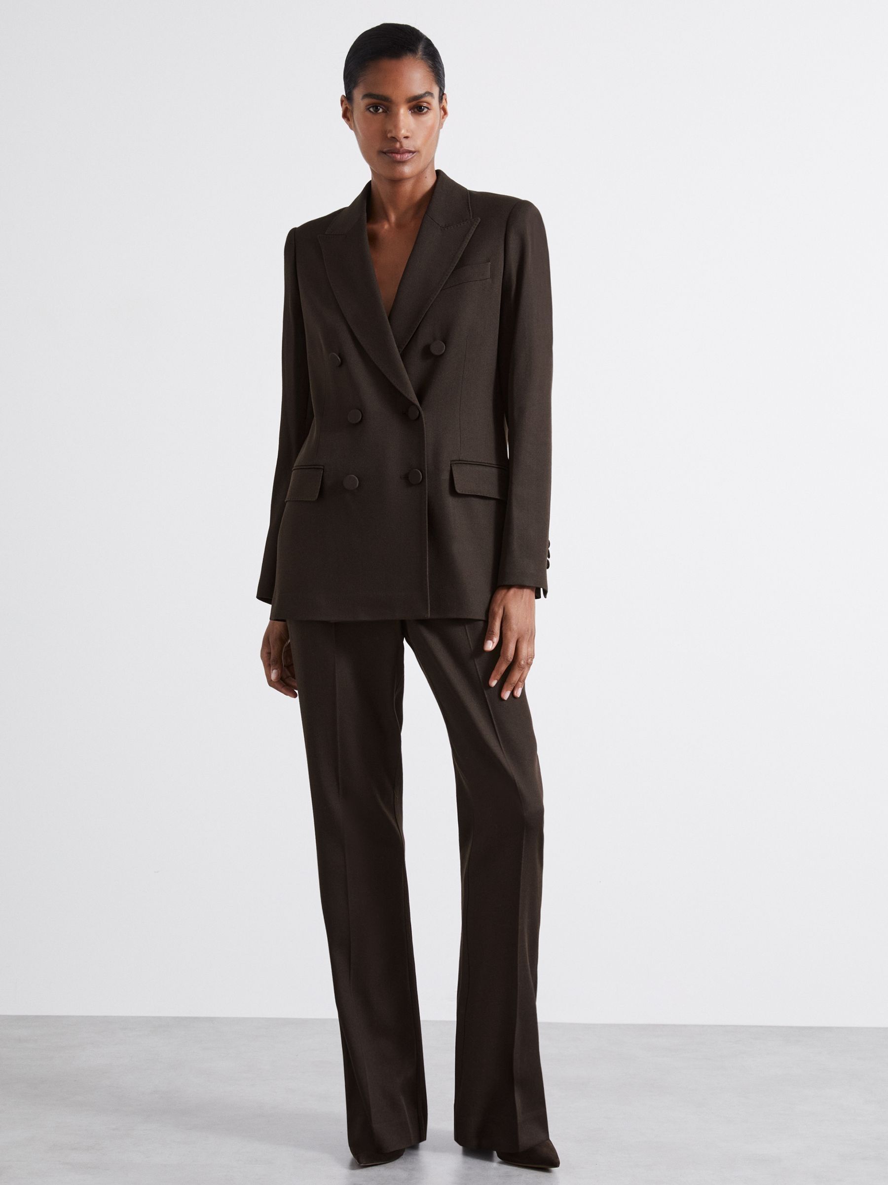 Atelier Double-Breasted Virgin-Wool Blend Suit Jacket in Chocolate - Image 1 of 5