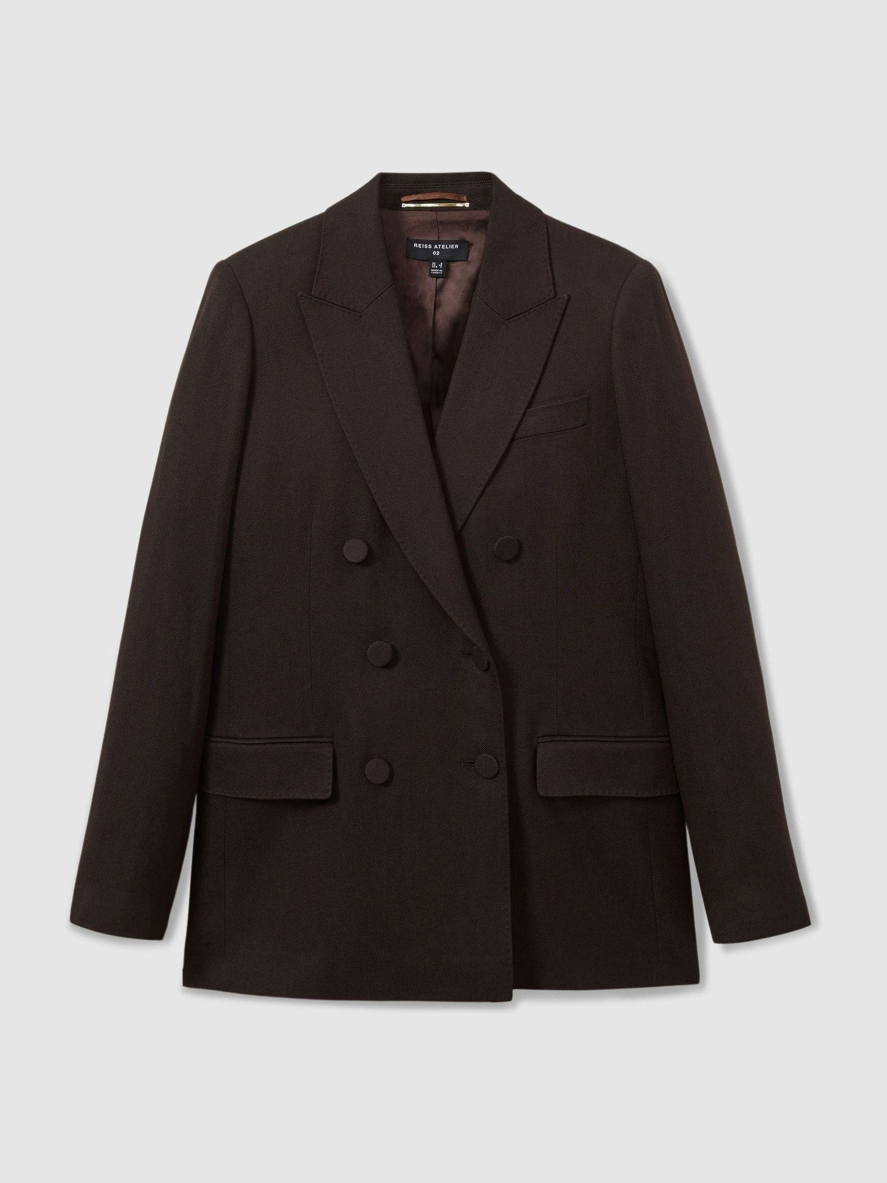 Atelier Double-Breasted Virgin-Wool Blend Suit Jacket in Chocolate - Image 2 of 5