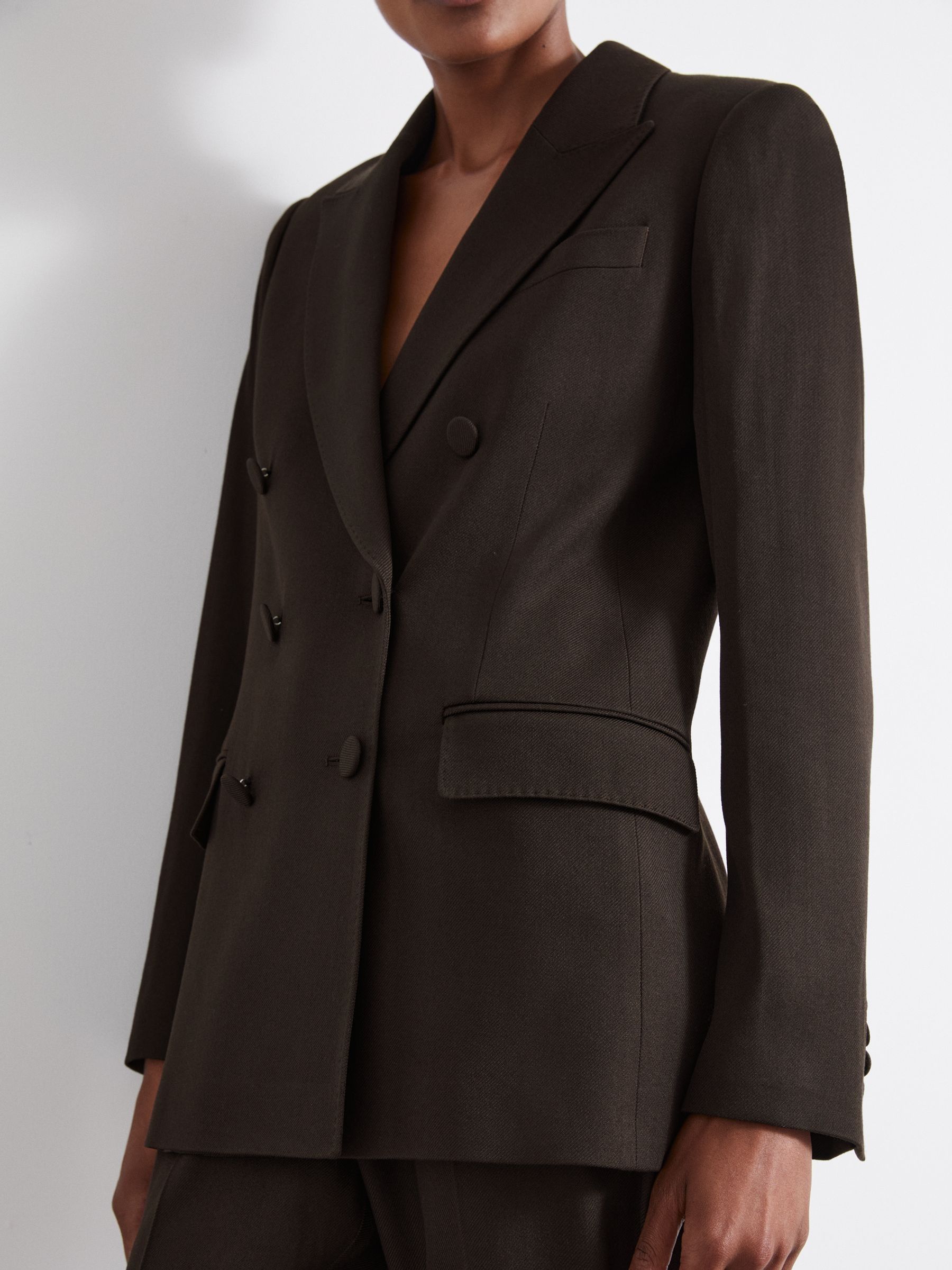 Atelier Double-Breasted Virgin-Wool Blend Suit Jacket in Chocolate - Image 3 of 5