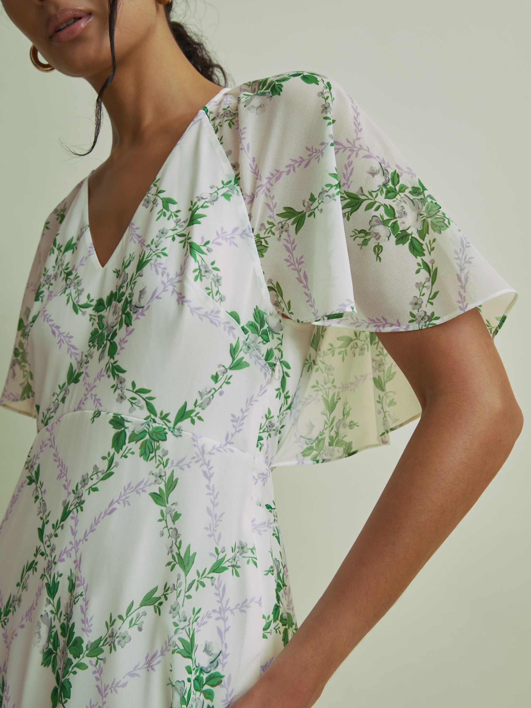 Florere Sheer Sleeve Cape Detail Maxi Dress in White - Image 3 of 6