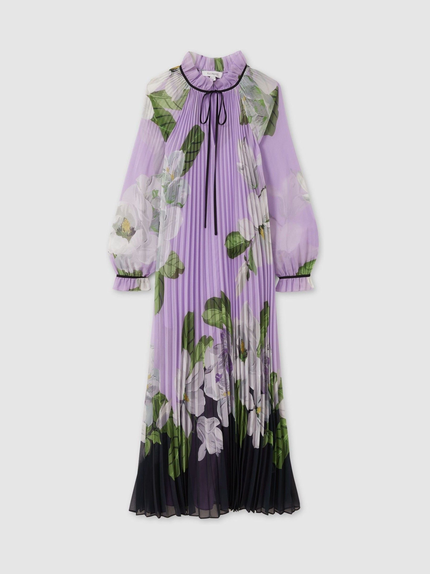 Florere Pleated Tie Neck Maxi Dress in Lilac - Image 7 of 7