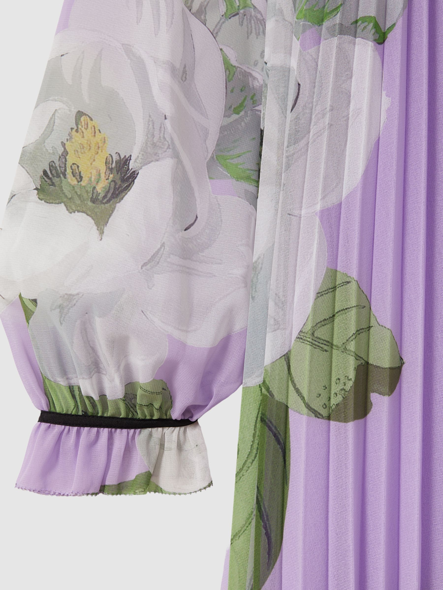 Florere Pleated Tie Neck Maxi Dress in Lilac - Image 8 of 8