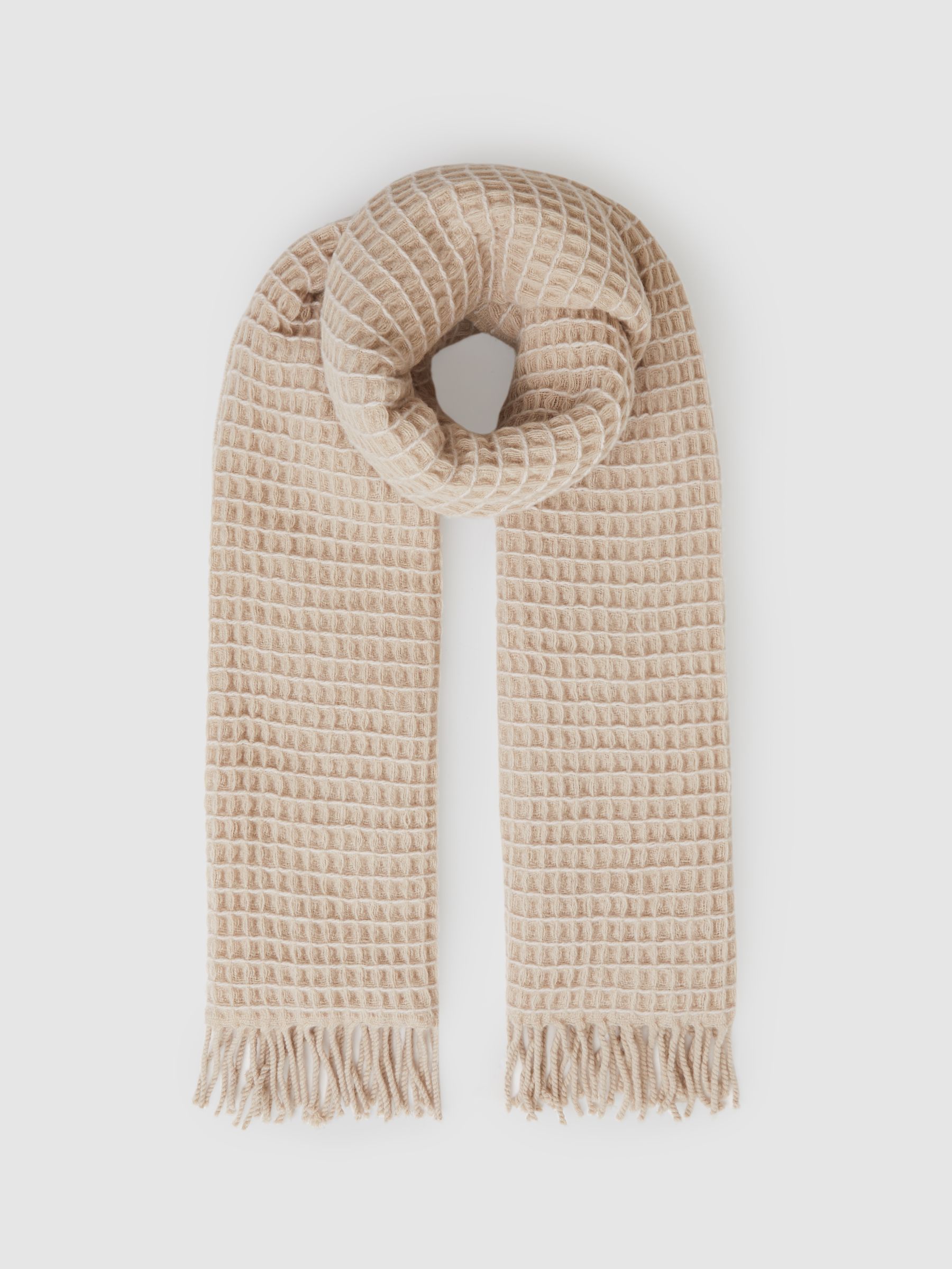 Wool Waffle Scarf in Neutral - Image 3 of 5