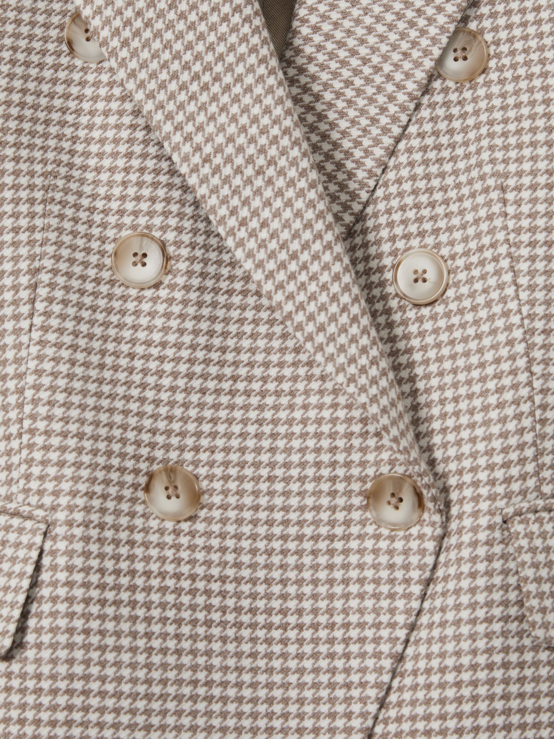 Petite Wool-Blend Double-Breasted Dogtooth Blazer in Beige Check - Image 6 of 7