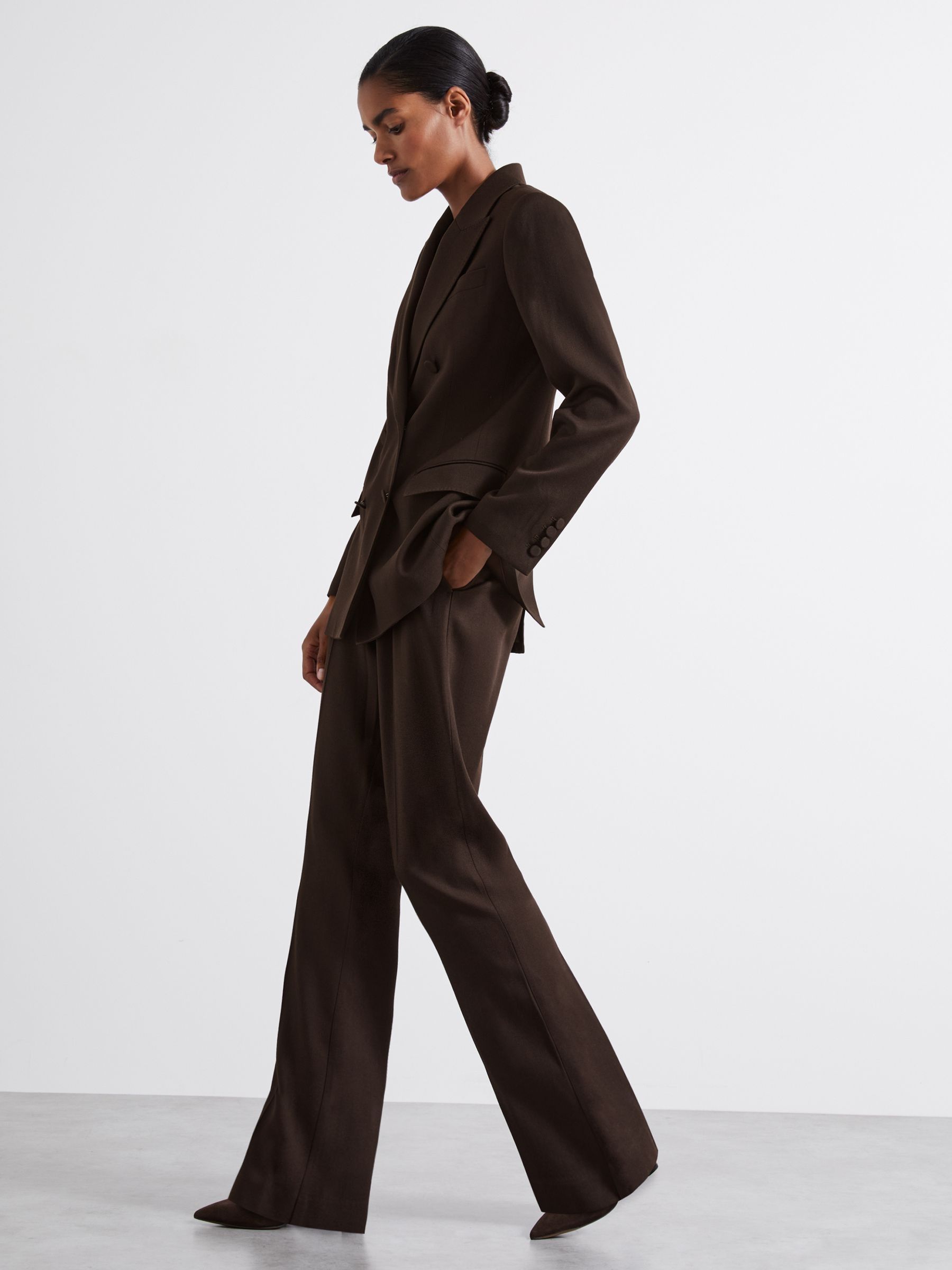 Atelier Virgin Wool-Blend Suit Trousers in Chocolate - Image 1 of 5