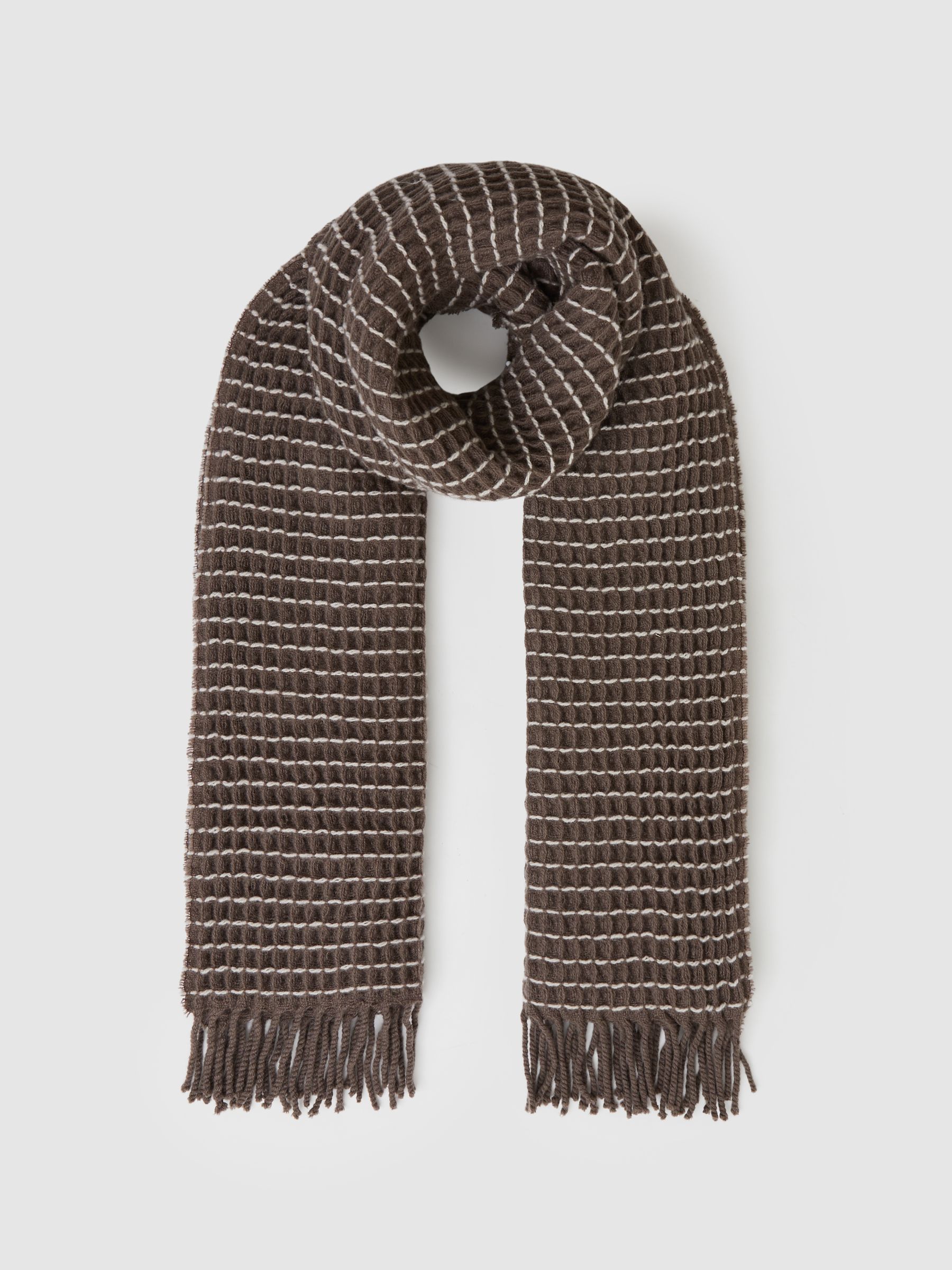 Wool Waffle Scarf in Taupe - Image 3 of 5